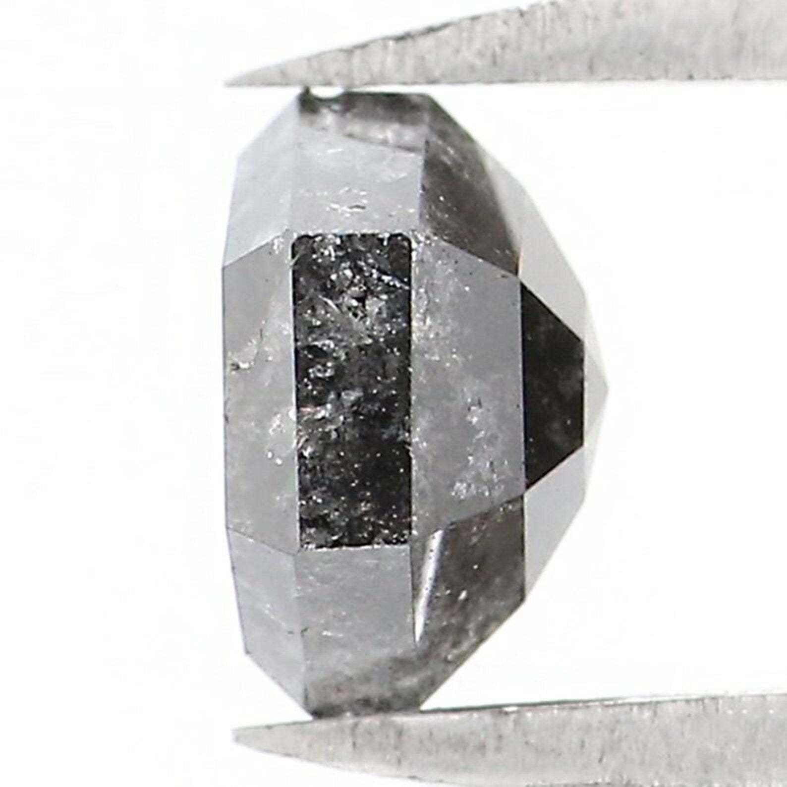 0.92 CT Natural Loose Hexagon Shape Diamond Salt And Pepper Hexagon Diamond 5.80 MM Natural Black Gray Color Hexagon Rose Cut Diamond NQ1594