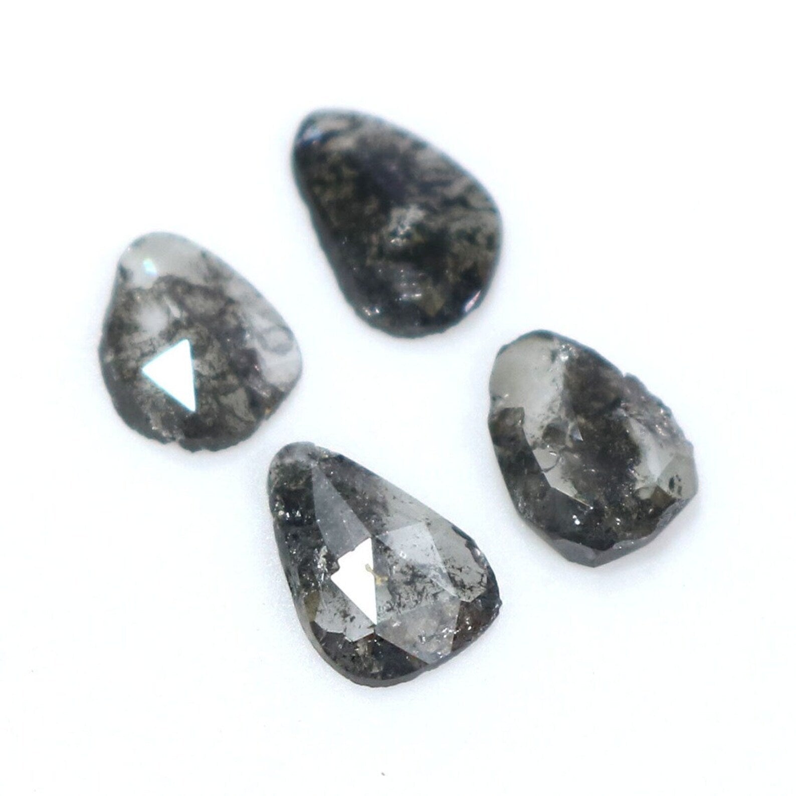 0.95 CT Natural Loose Slice Cut Diamond Salt And Pepper Slice Cut Diamond 5.40 MM Natural Loose Slice Cut Black Grey Color Diamond NQ1636