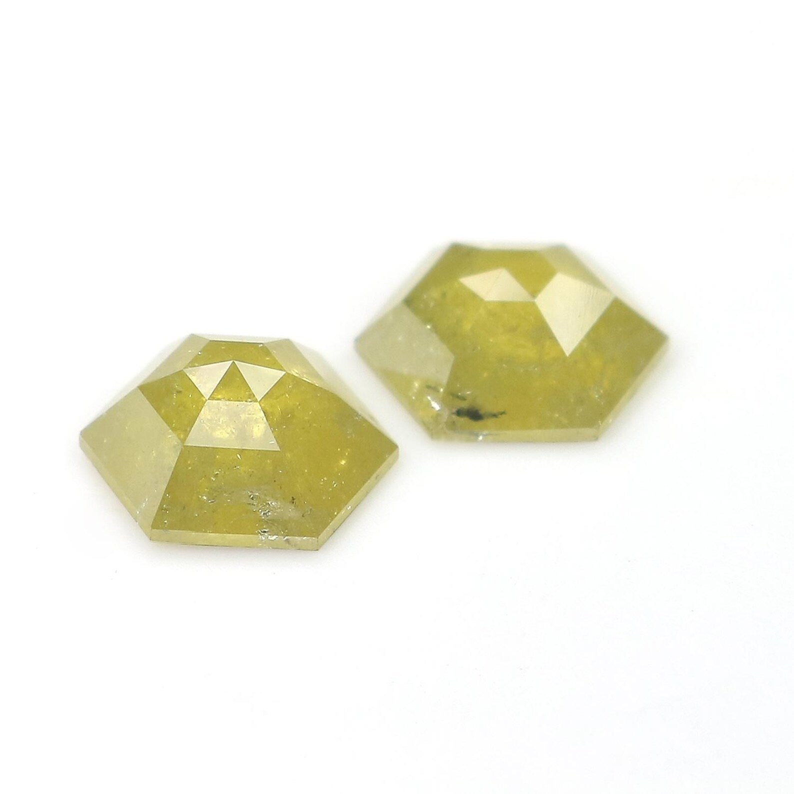 2.07 Ct Natural Loose Hexagon Shape Pair Diamond Yellow Color Hexagon Cut Diamond 6.70 MM Natural Diamond Hexagon Rose Cut Diamond NQ7999
