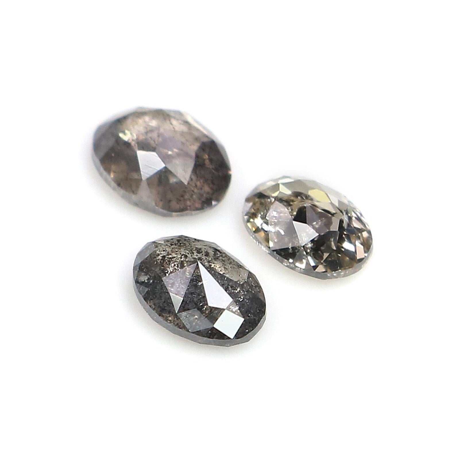 0.81 CT Natural Loose Oval Shape Diamond Salt And Pepper Oval Diamond 4.80 MM Natural Diamond Black Gray Color Oval Rose Cut Diamond NQ1215