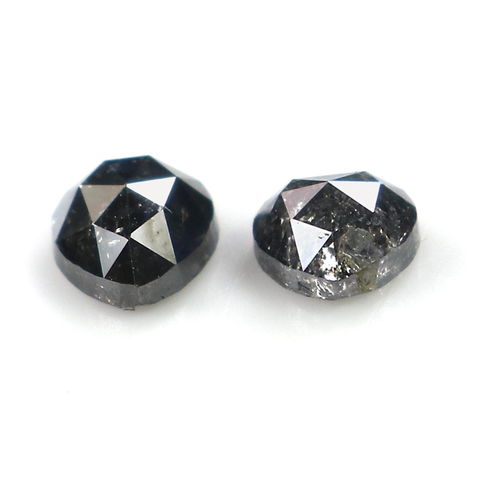0.67 CT Natural Loose Heart Cut Pair Diamond Salt And Pepper Pear Shape Diamond 3.85 MM Black Grey Color Heart Rose Cut Diamond NQ1855