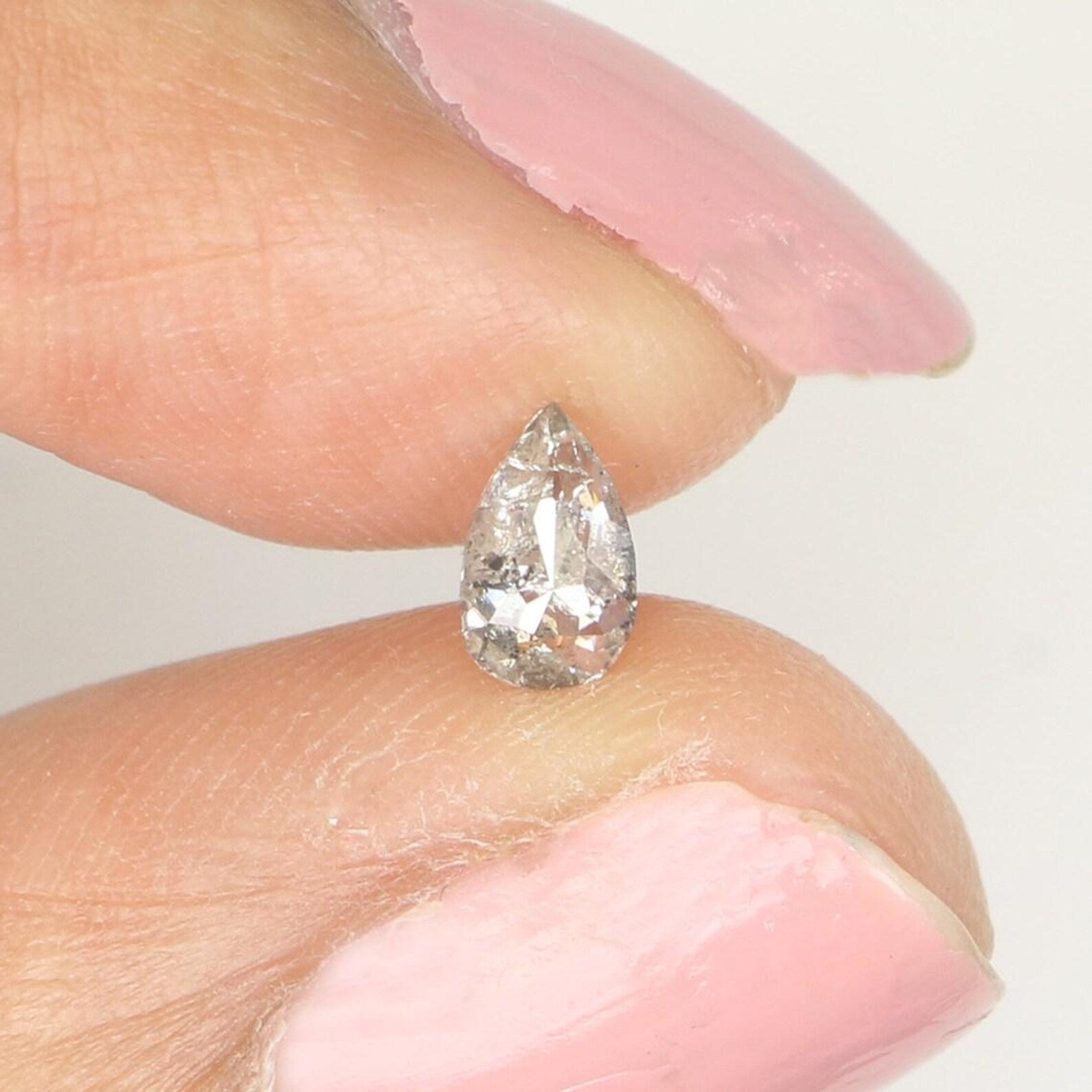 0.34 CT Natural Loose Pear Shape Diamond Salt And Pepper Pear Diamond 5.80 MM Natural Loose Black Gray Color Pear Rose Cut Diamond NQ1039