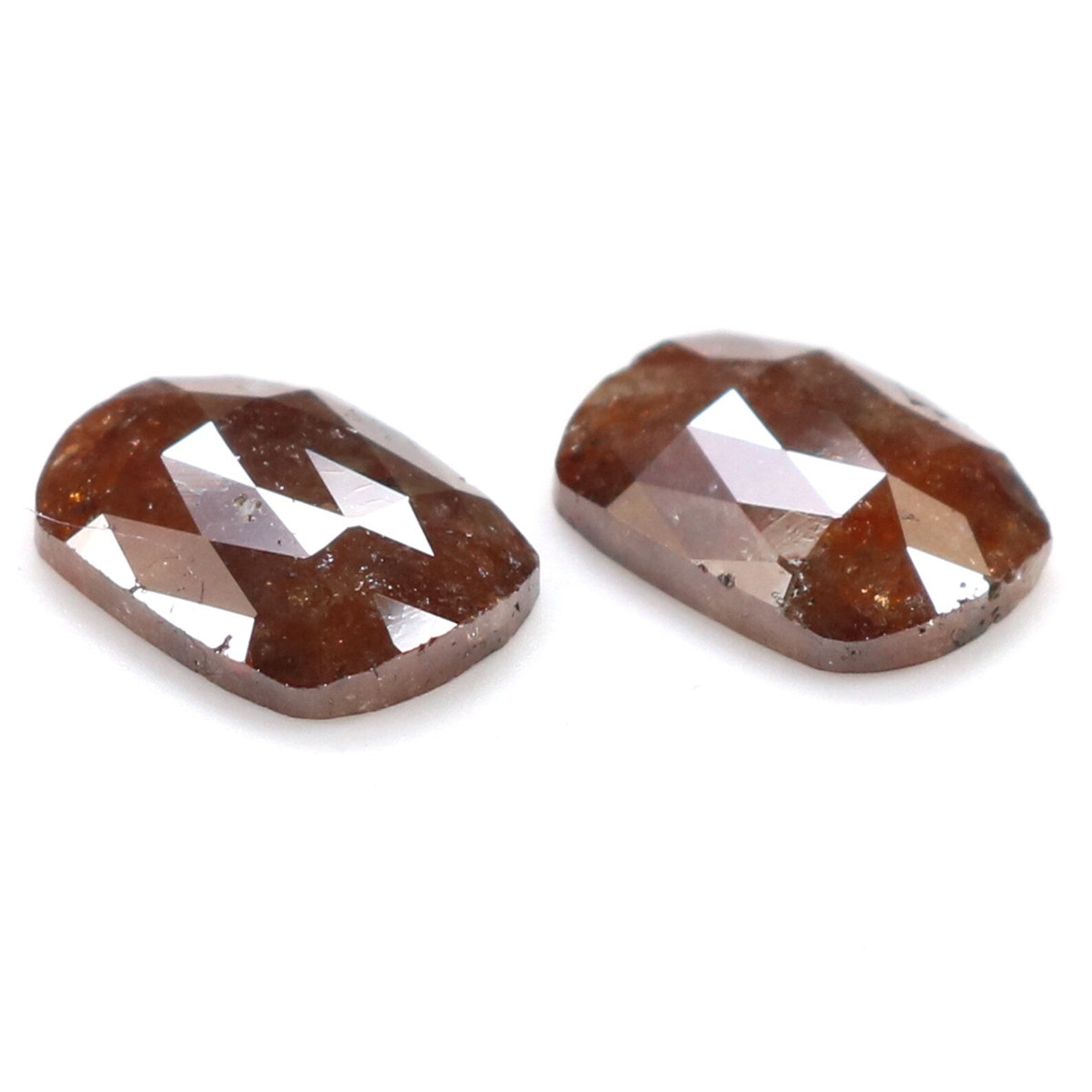 2.49 CT Natural Loose Cushion Shape Pair Brown Color Cushion Cut Pair Diamond 8.60 MM Natural Loose Cushion Pair Rose Cut Diamond KDN8224