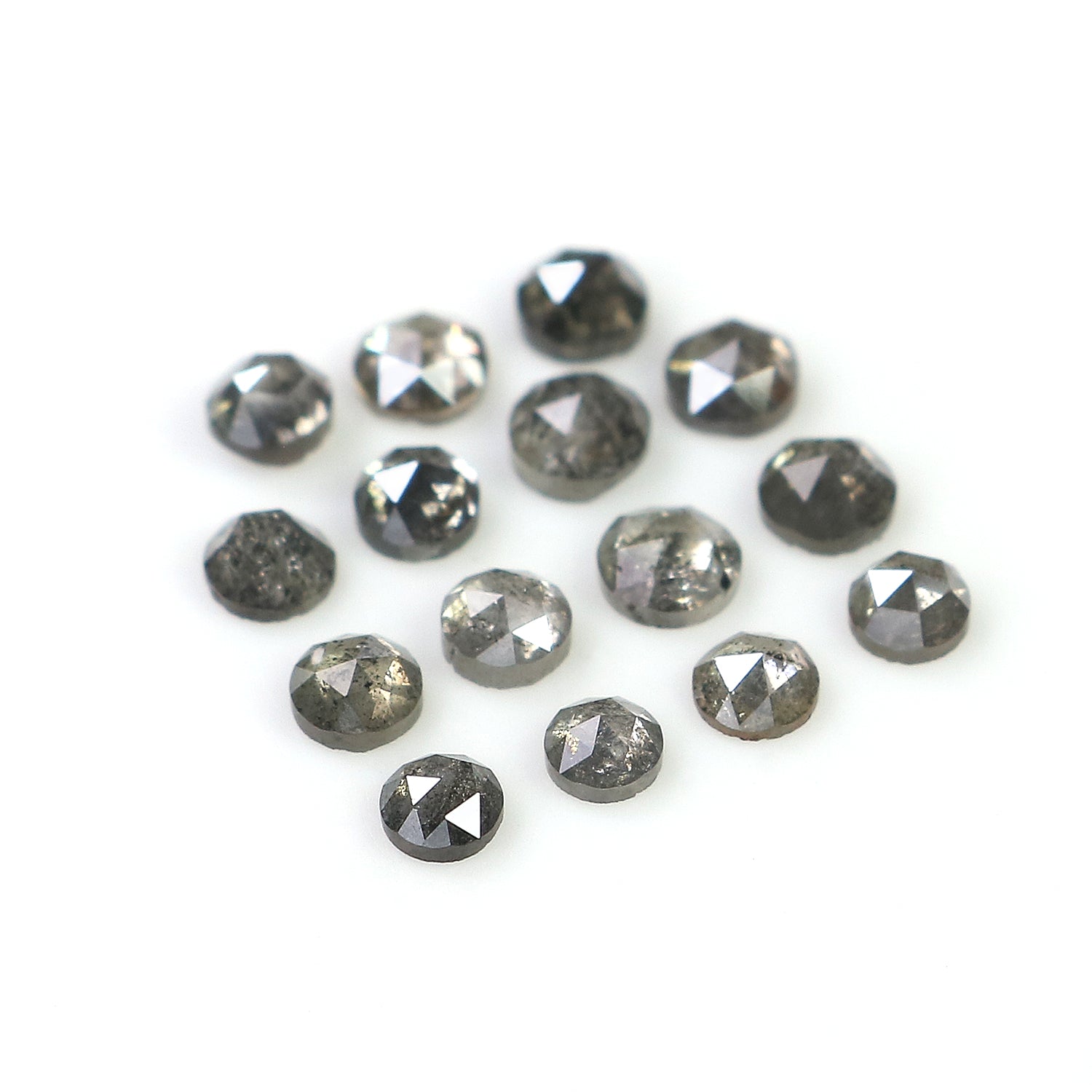 1.35 Ct Natural Loose Round Rose Cut Diamond Salt And Pepper Round Shape Diamond 2.30 MM Natural Black Grey Round Rose Cut Diamond LQ2385