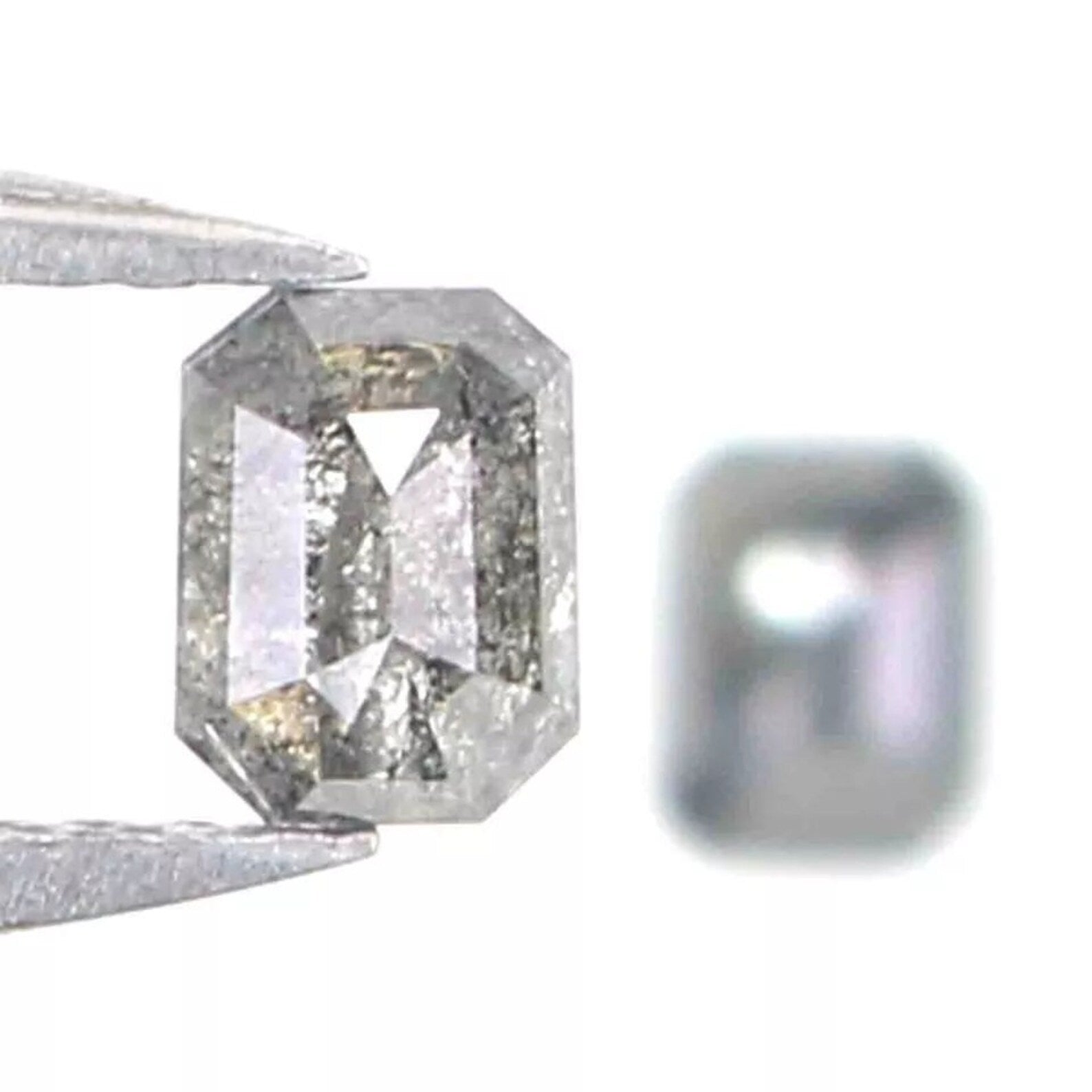 0.49 CT Natural Loose Emerald Pair Shape Diamond Salt And Pepper Emerald Diamond 4.00 MM Black Grey Color Emerald Rose Cut Diamond QN2150