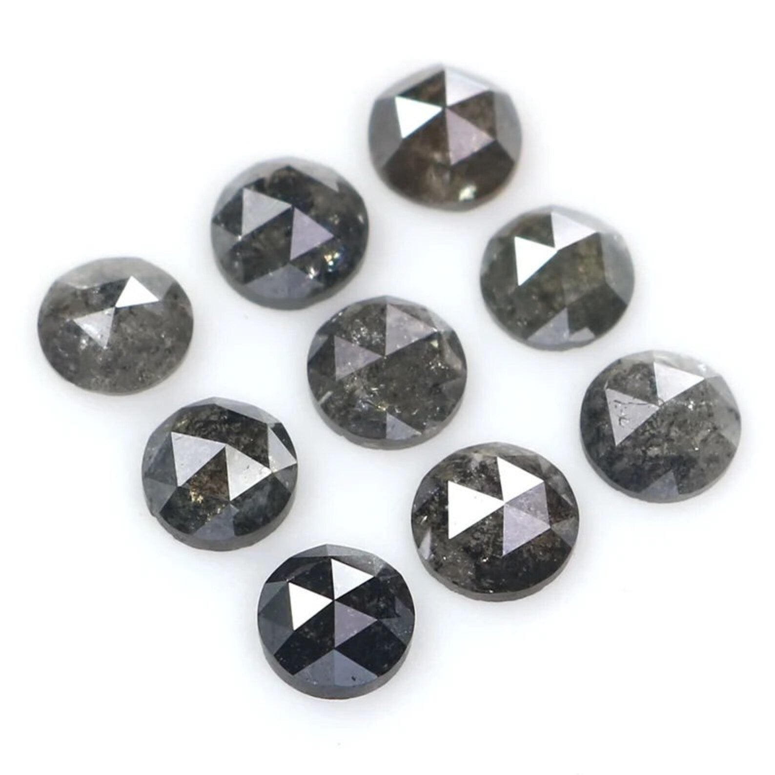 1.73 Ct Natural Loose Round Shape Diamond Salt And Pepper Round Cut Diamond 3.55 MM Natural Black Grey Color Round Rose Cut Diamond NQ2081