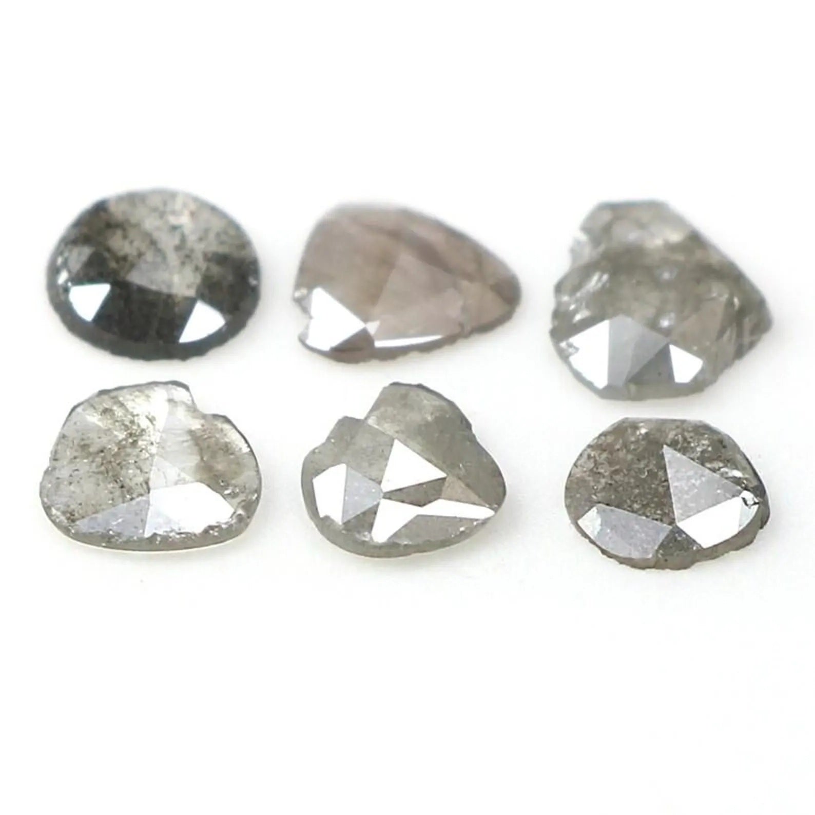 0.75 CT Natural Loose Slice Shape Diamond Salt And Pepper Irregular Cut Diamond 3.60 MM Black Grey Color Slice Shape Rose Cut Diamond NQ1645