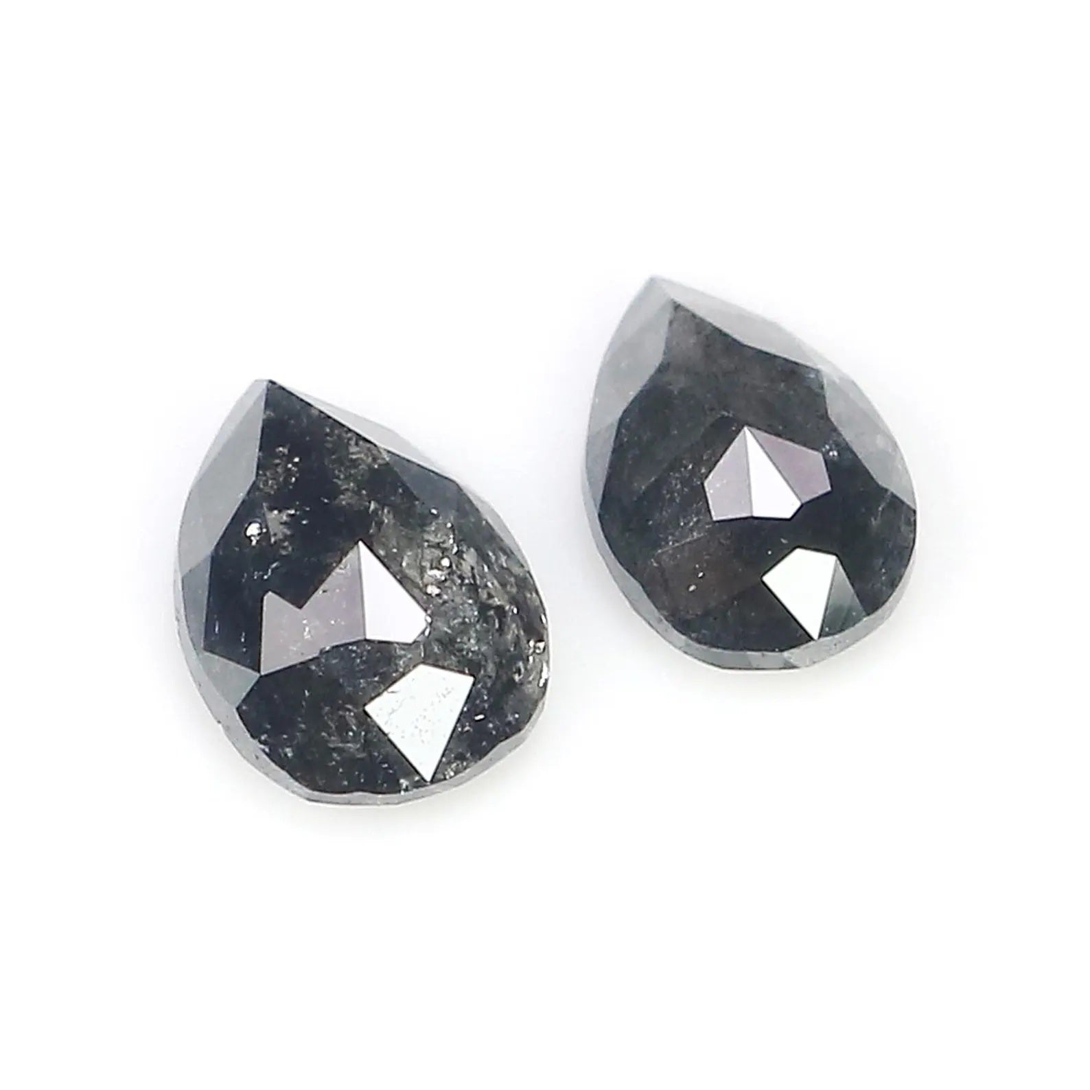 0.94 Ct Natural Loose Pear Shape Pair Diamond Salt And Pepper Pear Diamond 6.00 MM Natural Black Grey Color Pear Rose Cut Diamond NQ1493