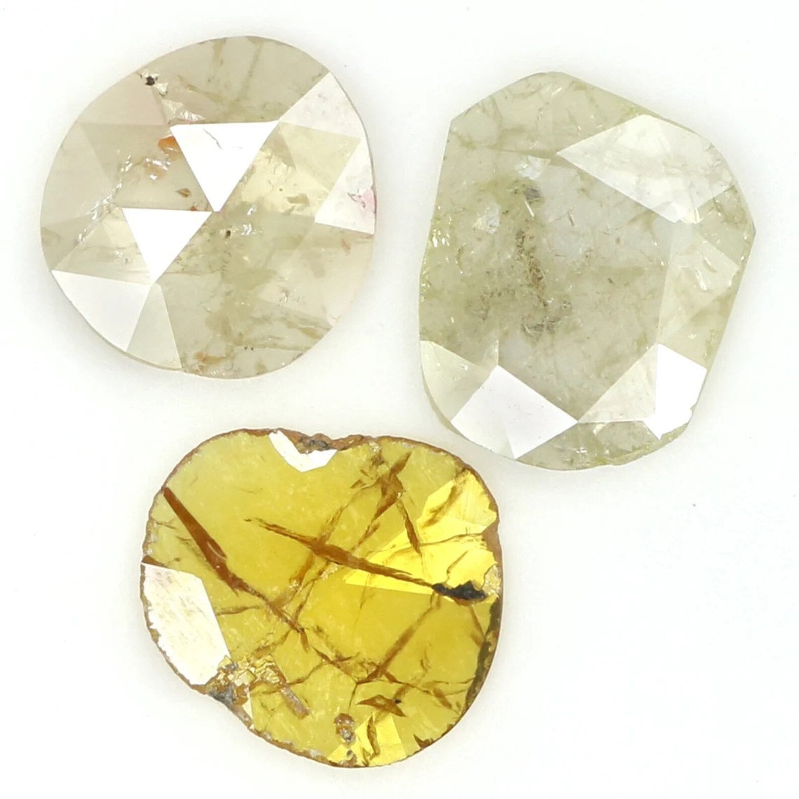 1.04 CT Natural Loose Slice Shape Diamond Yellow Grey Color Slice Diamond 6.05 MM Slice Diamond Irregular Cut Slice Rose Cut Diamond NQ1678