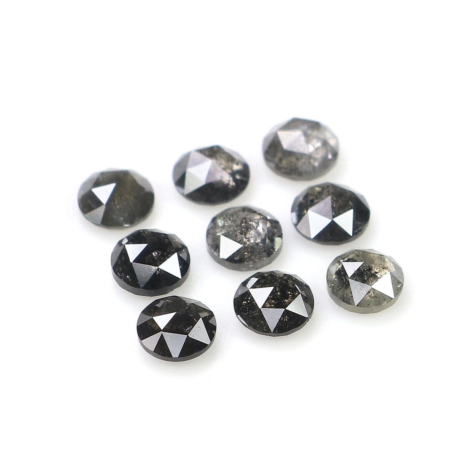1.61 CT Natural Loose Round Shape Diamond Salt And Pepper Round Diamond 3.30 MM Natural Loose Black Grey Color Round Rose Cut Diamond NQ8752
