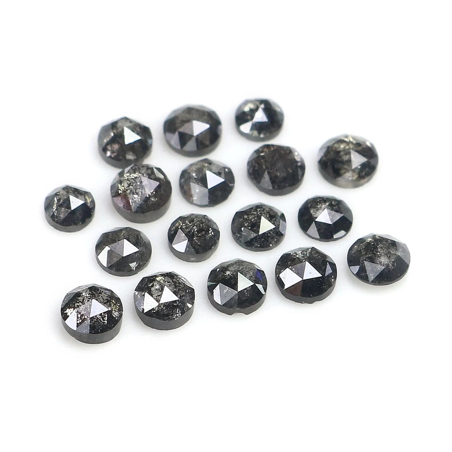 1.64 CT Natural Loose Round Rose Cut Diamond Salt And Pepper Round Shape Diamond 2.35 MM Natural Loose Round Rose Cut Shape Diamond NQ2061