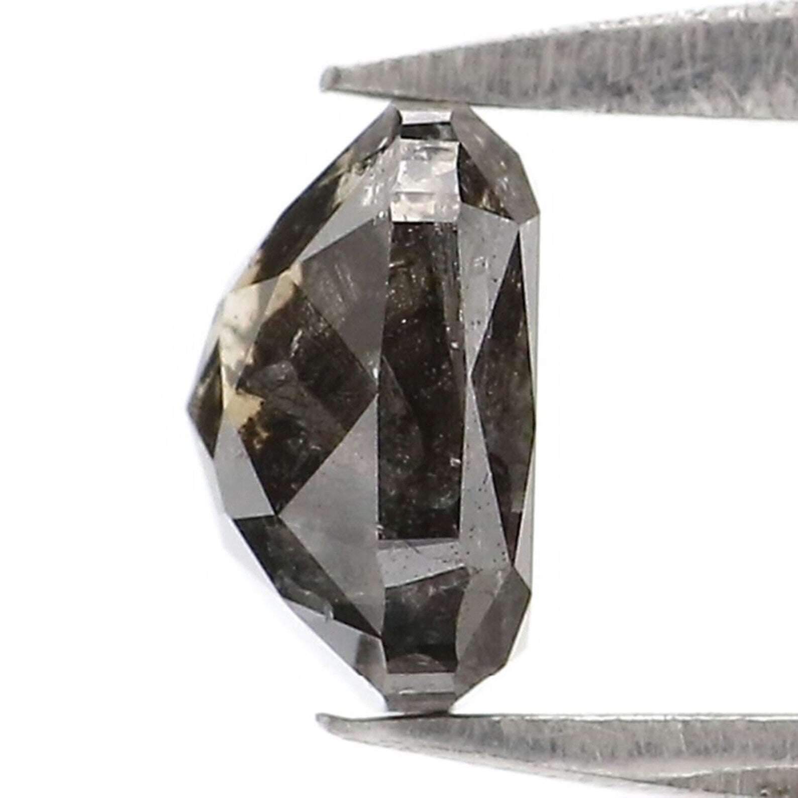 0.88 Ct Natural Loose Cushion Shape Diamond Salt And Pepper Cushion Diamond 5.40 MM Natural Black Grey Color Cushion Rose Cut Diamond NQ1133