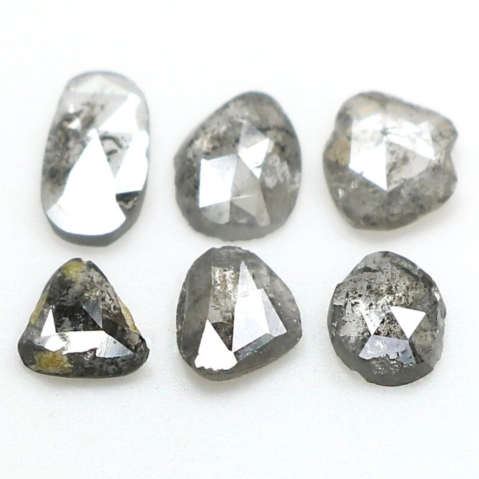 0.93 CT Natural Loose Slice Cut Diamond Salt And Pepper Slice Cut Diamond 3.65 MM Natural Loose Slice Cut Black Grey Color Diamond NQ1641