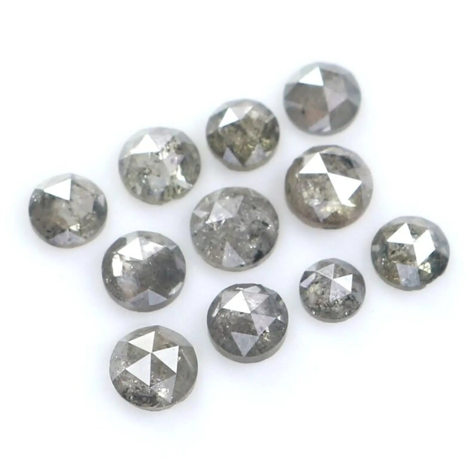 1.13 CT Natural Loose Round Shape Diamond Salt And Pepper Round Cut Diamond 2.35 MM Natural Black Grey Color Round Rose Cut Diamond NQ2065