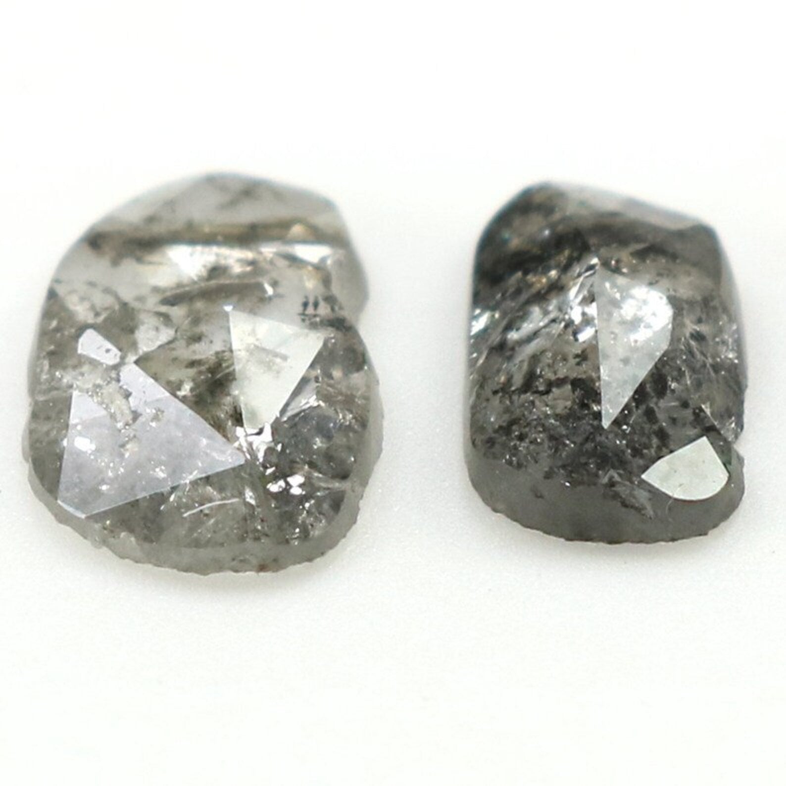 0.94 CT Natural Loose Slice Shape Diamond Salt And Pepper Slice Cut Diamond 7.05 MM Natural Black Grey Color Slice Rose Cut Diamond NQ1632