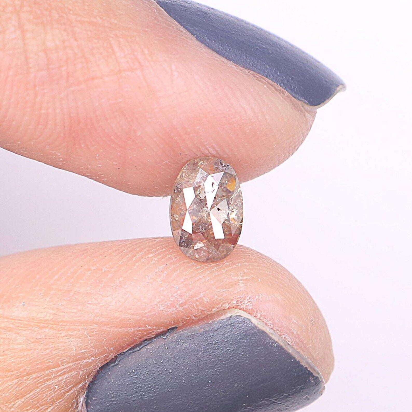0.59 CT Natural Loose Oval Shape Diamond Brown Color Oval Cut Diamond 6.30 MM Natural Loose Grey Color Diamond Oval Rose Cut Diamond NQ452
