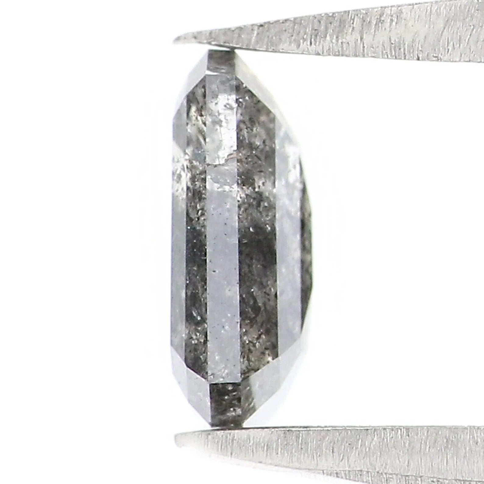 0.60 CT Natural Loose Emerald Shape Diamond Salt And Pepper Emerald Diamond 6.15 MM Natural Black Grey Color Emerald Rose Cut Diamond NQ1089