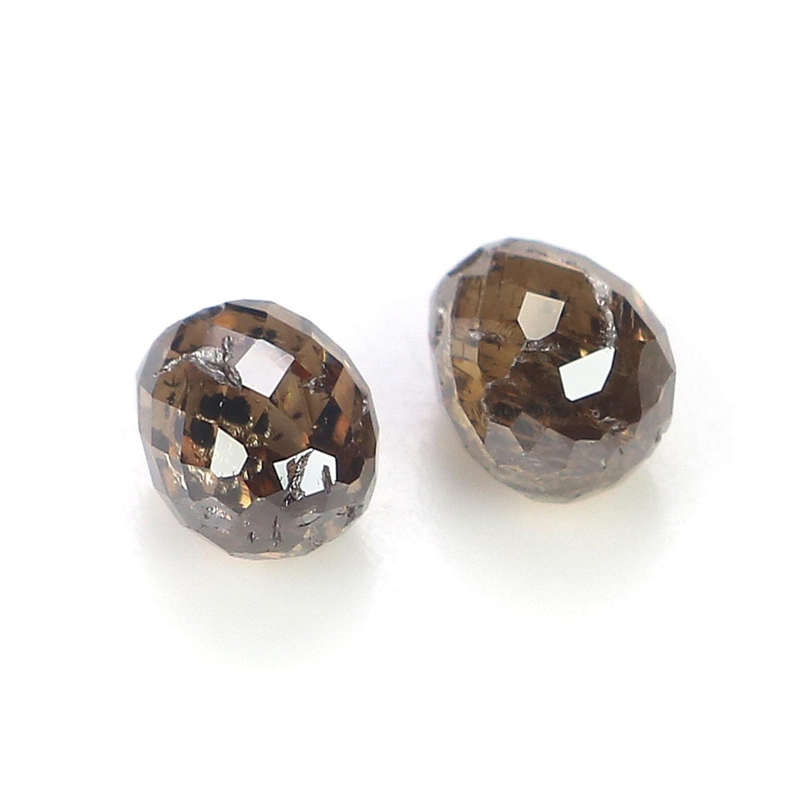 1.06 CT Natural Loose Drop Shape Pair Diamond Brown Color briolette Diamond 4.70 MM Natural Diamond Brown Color Drop Rose Cut Diamond NQ839