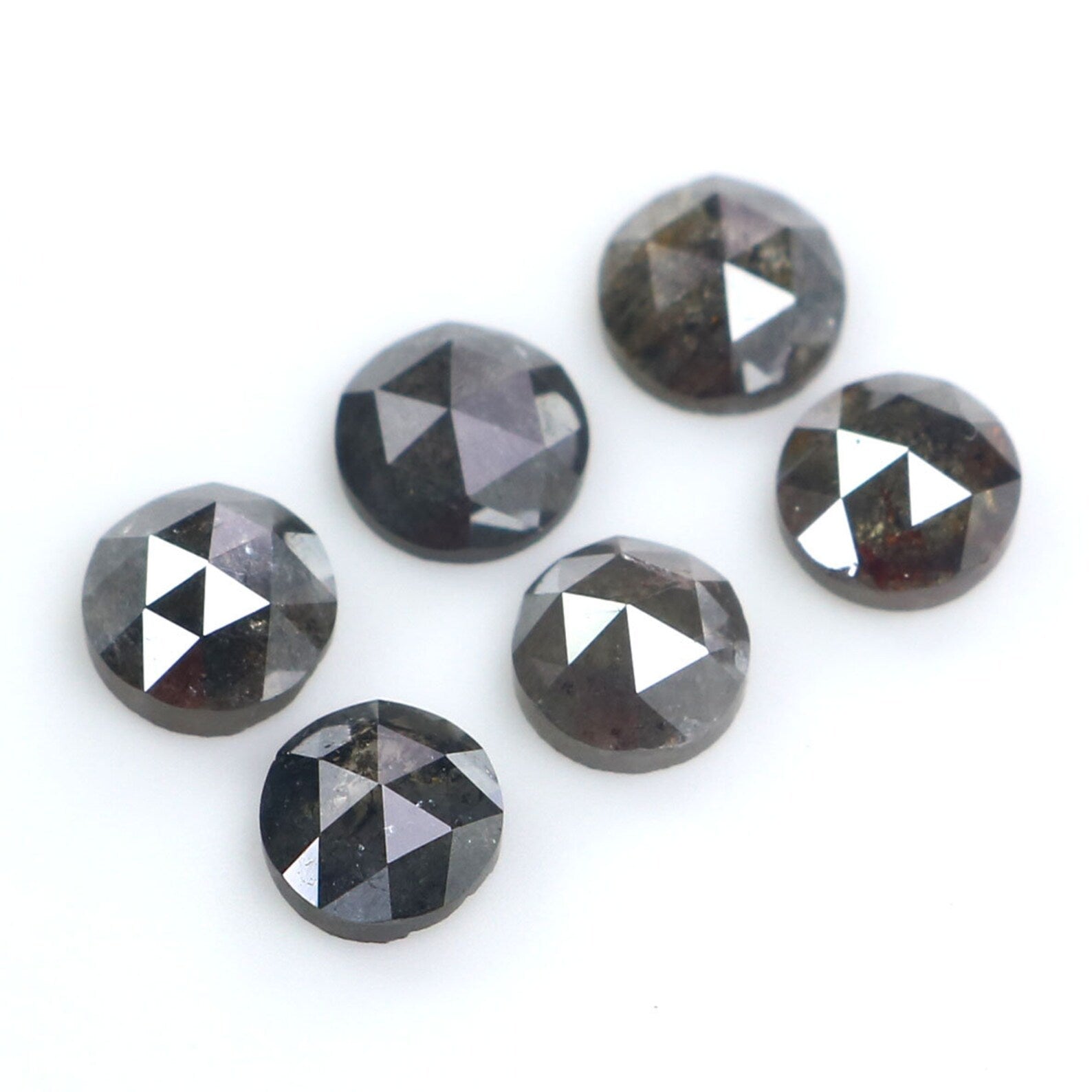 Natural Loose Rose Cut Salt And Pepper Diamond Black Grey Color 1.85 CT 3.97 MM Round Rose Cut Shape Diamond KDN2059