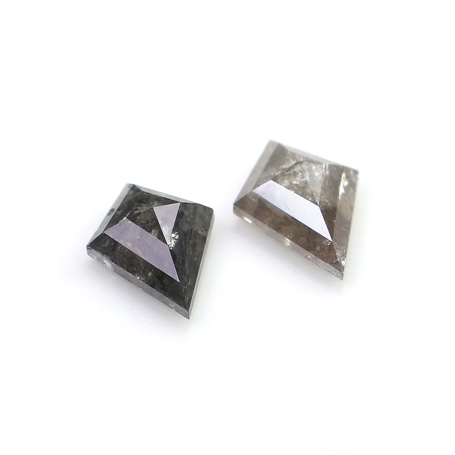 0.89 CT Natural Loose Kite Cut Pair Diamond Salt And Pepper Kite Shape Diamond 7.05 MM Natural Black Grey Color Kite Rose Cut Diamond LQ2742
