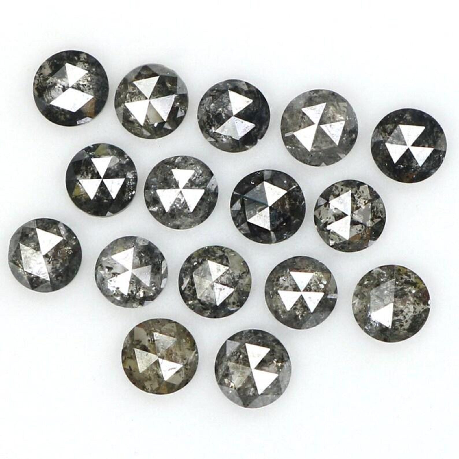 0.97 CT Natural Loose Round Shape Diamond Salt And Pepper Round Cut Diamond 2.30 MM Natural Black Grey Color Round Rose Cut Diamond NQ1651