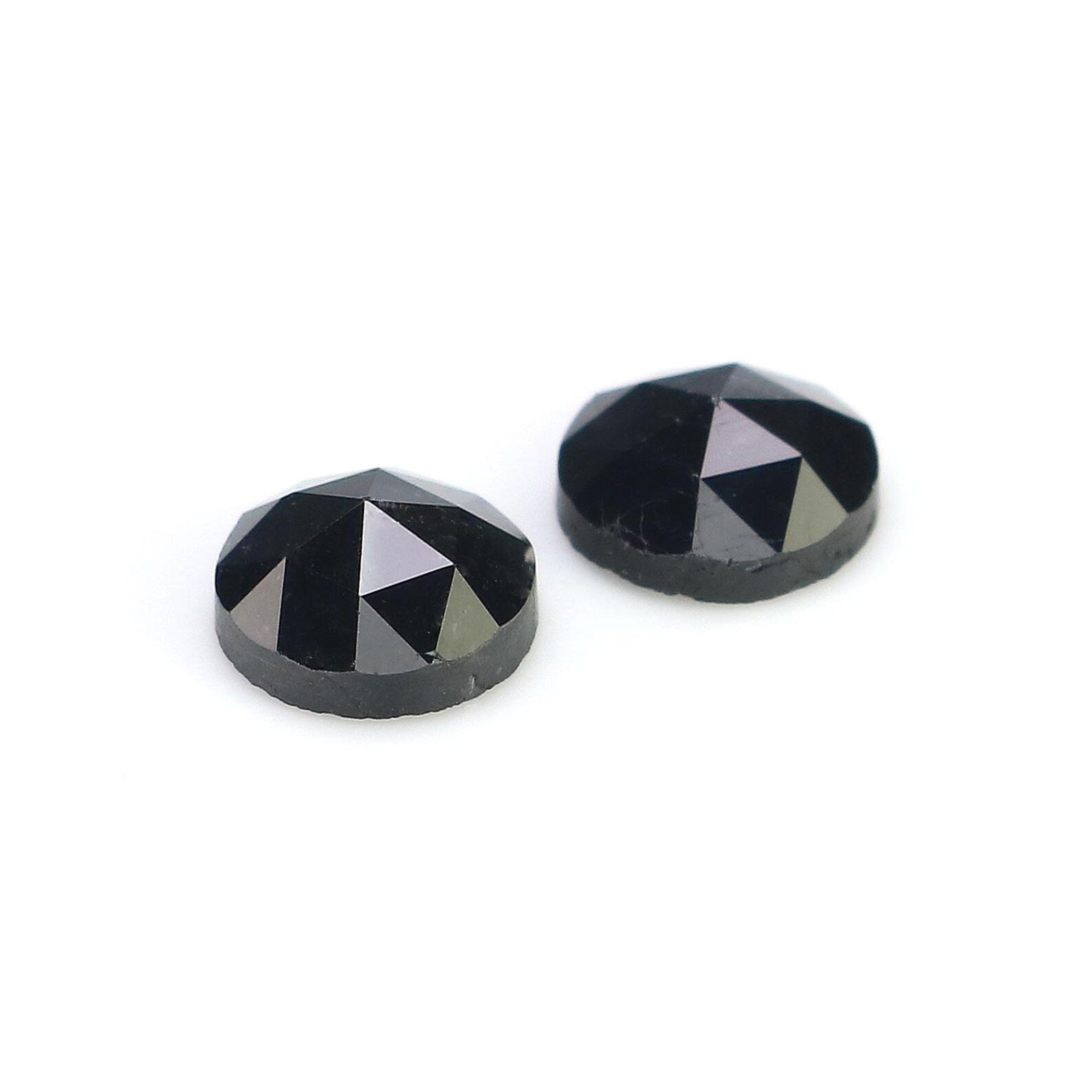 2.49 Ct Natural Loose Round Shape Pair Diamond Black Color Round Diamond 6.65 MM Natural Diamond Black Color Round Rose Cut Diamond NQ1715