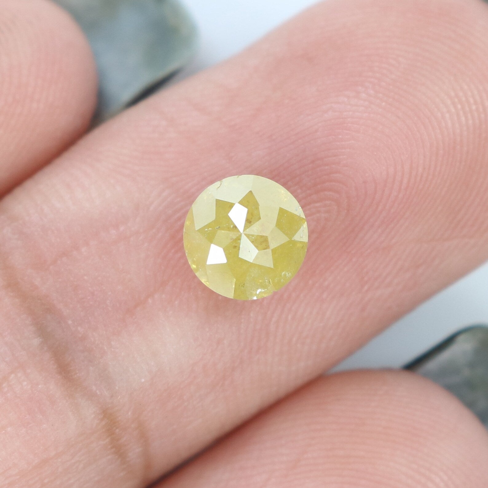 0.81 Ct Natural Loose Round Rose Cut Diamond Yellow Color Round Diamond 5.20 MM Natural Loose Diamond Yellow Round Rose Cut Diamond N347