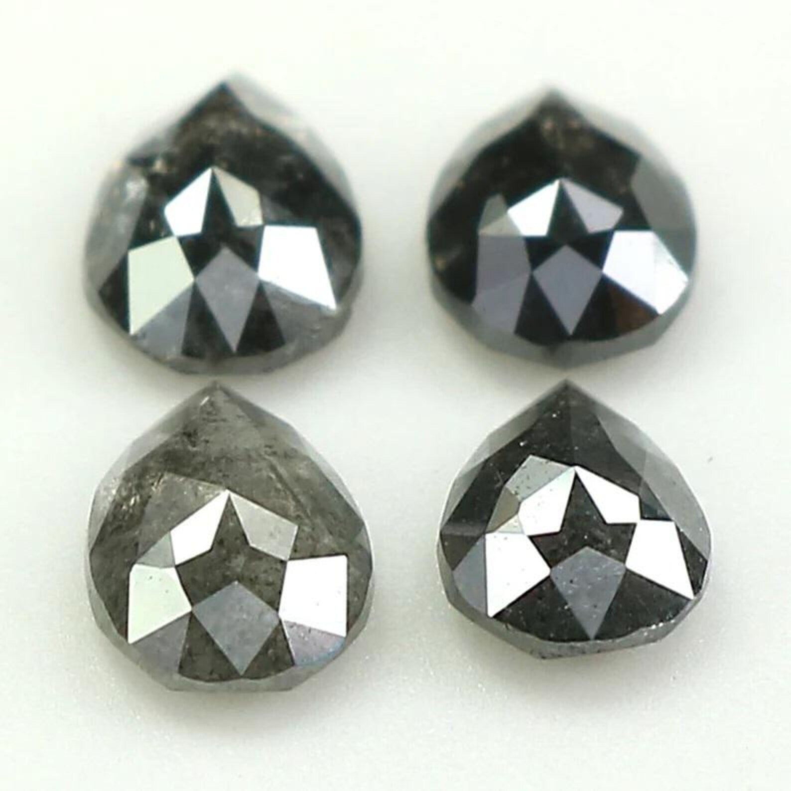 1.03 CT Natural Loose Pear Shape Diamond Salt And Pepper Pear Cut Diamond 4.60 MM Natural Black Grey Color Pear Rose Cut Diamond QN1496