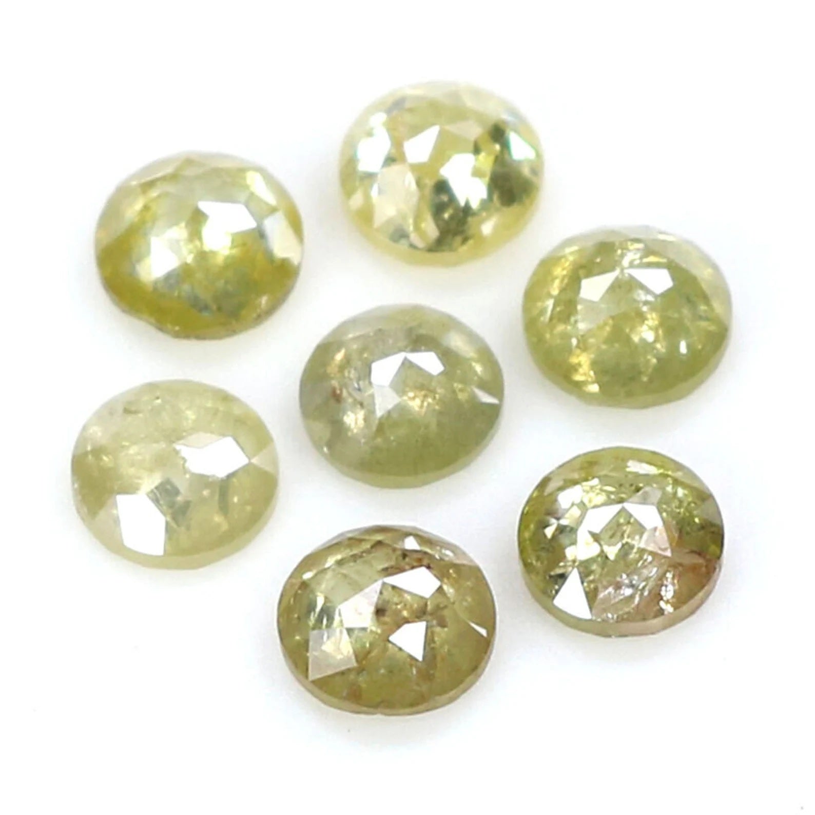 1.10 CT Natural Loose Rose Cut Diamond Yellow Green Color Round Shape Diamond 3.10 MM Natural Loose Round Rose Cut Shape Diamond NQ419