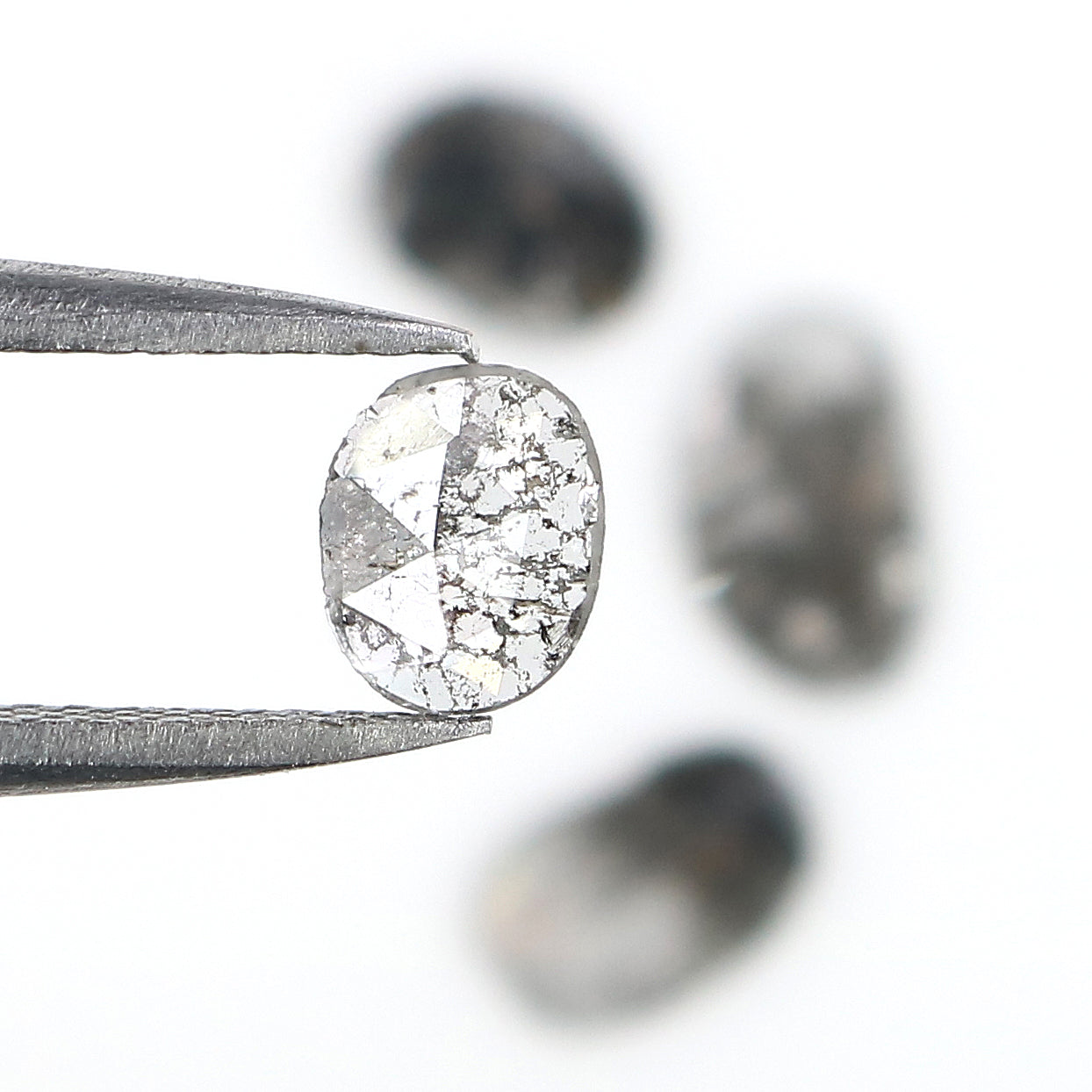 0.97 Ct Natural Loose Slice Cut Diamond Salt And Pepper Uncut Diamond 7.45 MM Natural Diamond Black Grey Color Irregular Cut Diamond LQ3089