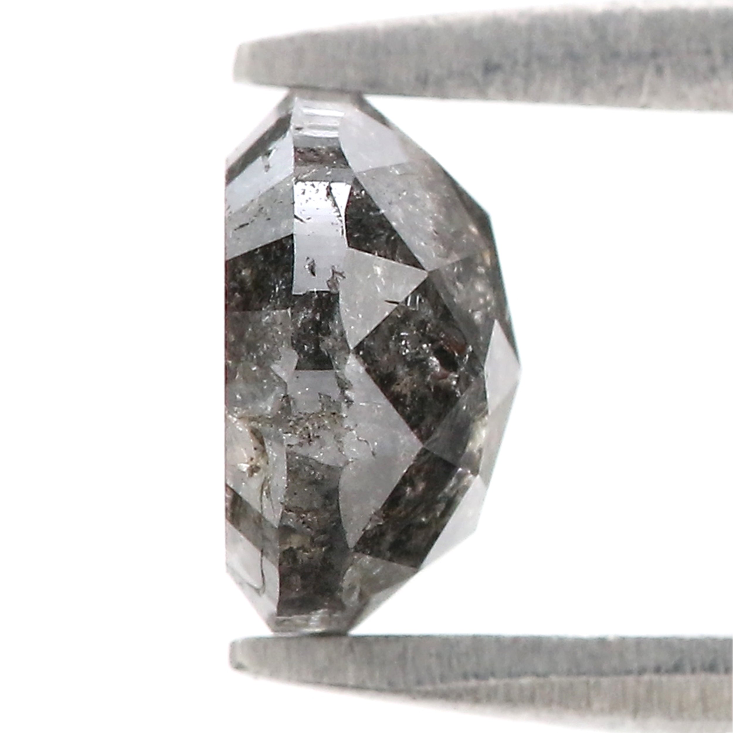 Natural Round Salt and Pepper Diamond 1.41 CT Loose Rose Cut Black Grey Stone 6.57 MM Rustic Diamond For Custom Engagement Ring L3680