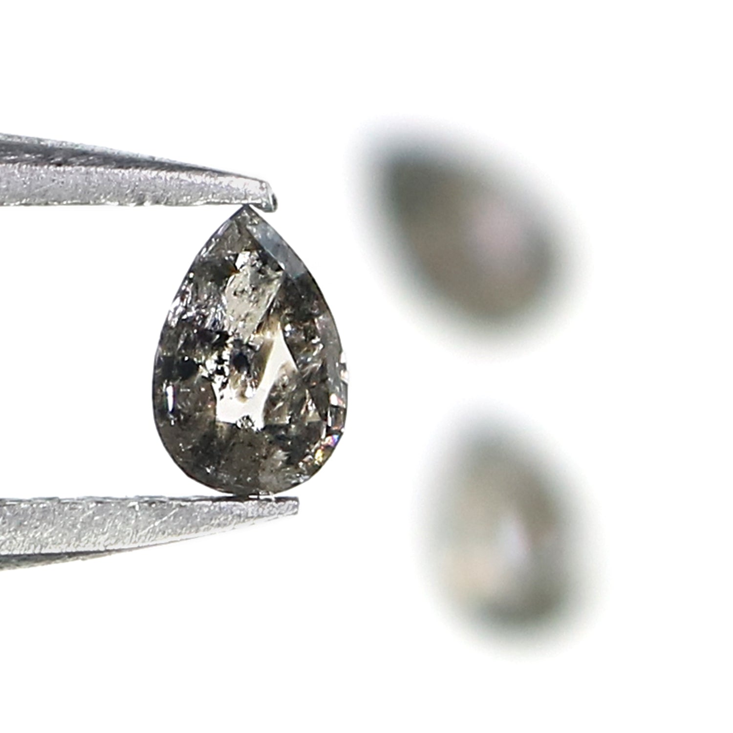 0.48 CT Natural Loose Pear Shape Diamond Salt And Pepper Pear Diamond 4.40 MM Natural Loose Black Grey Color Pear Rose Cut Diamond LQ2896
