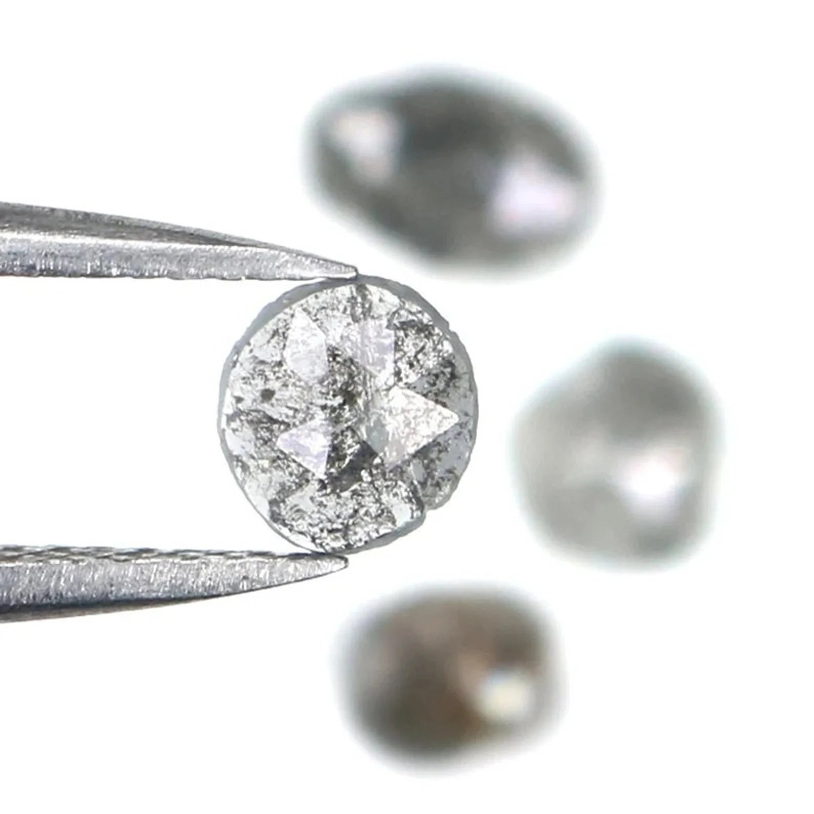 1.15 CT Natural Loose Slice Shape Diamond Salt And Pepper Slice Cut Diamond 4.70 MM Natural Black Gray Color Slice Rose Cut Diamond NQ2143