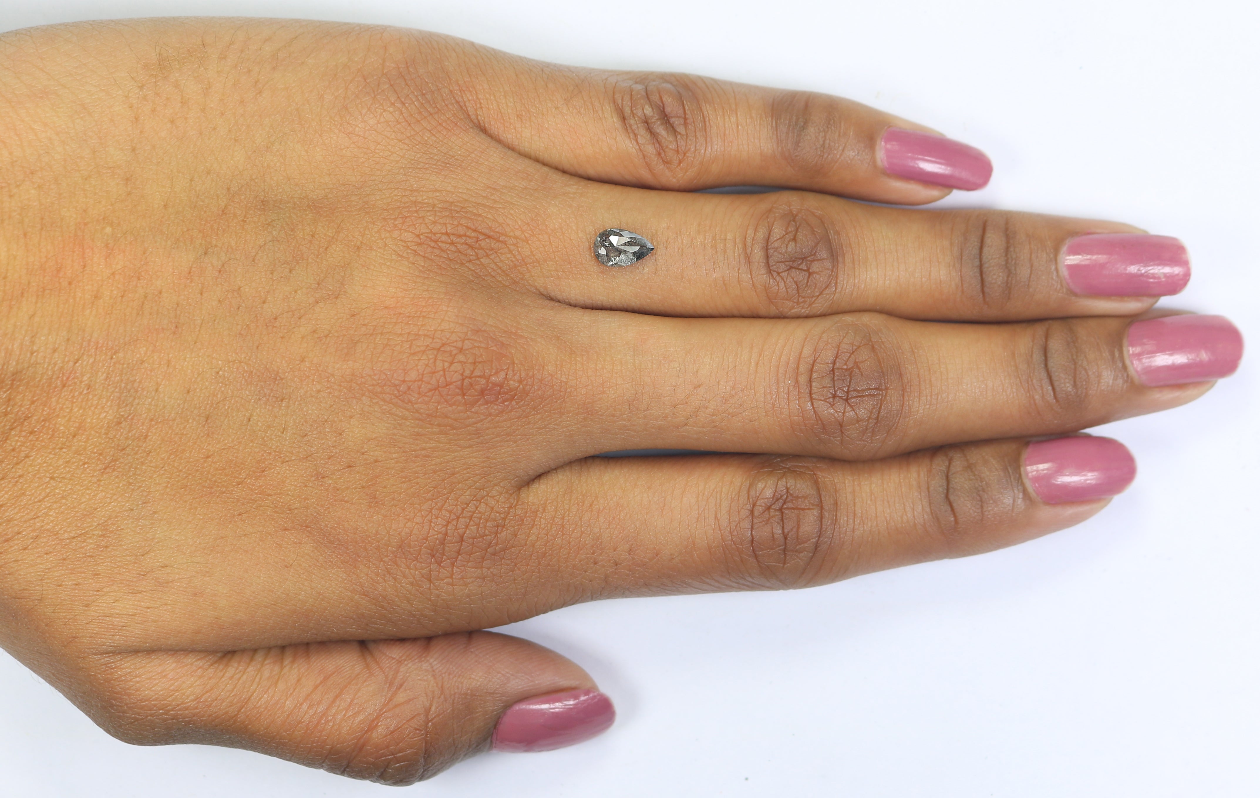 0.70 CT Natural Loose Pear Shape Diamond Salt And Pepper Pear Diamond 7.25 MM Natural Loose Black Grey Color Pear Rose Cut Diamond N2625