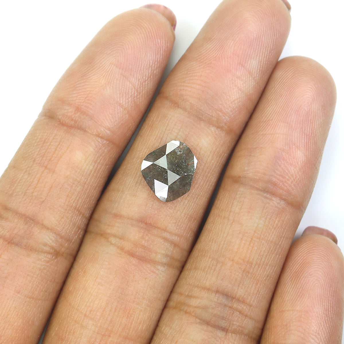 Natural Slice Salt and Pepper Diamond 1.37 CT Loose Rose Cut Black Grey Stone 9.79 MM Rustic Diamond For Custom Engagement Ring L3698