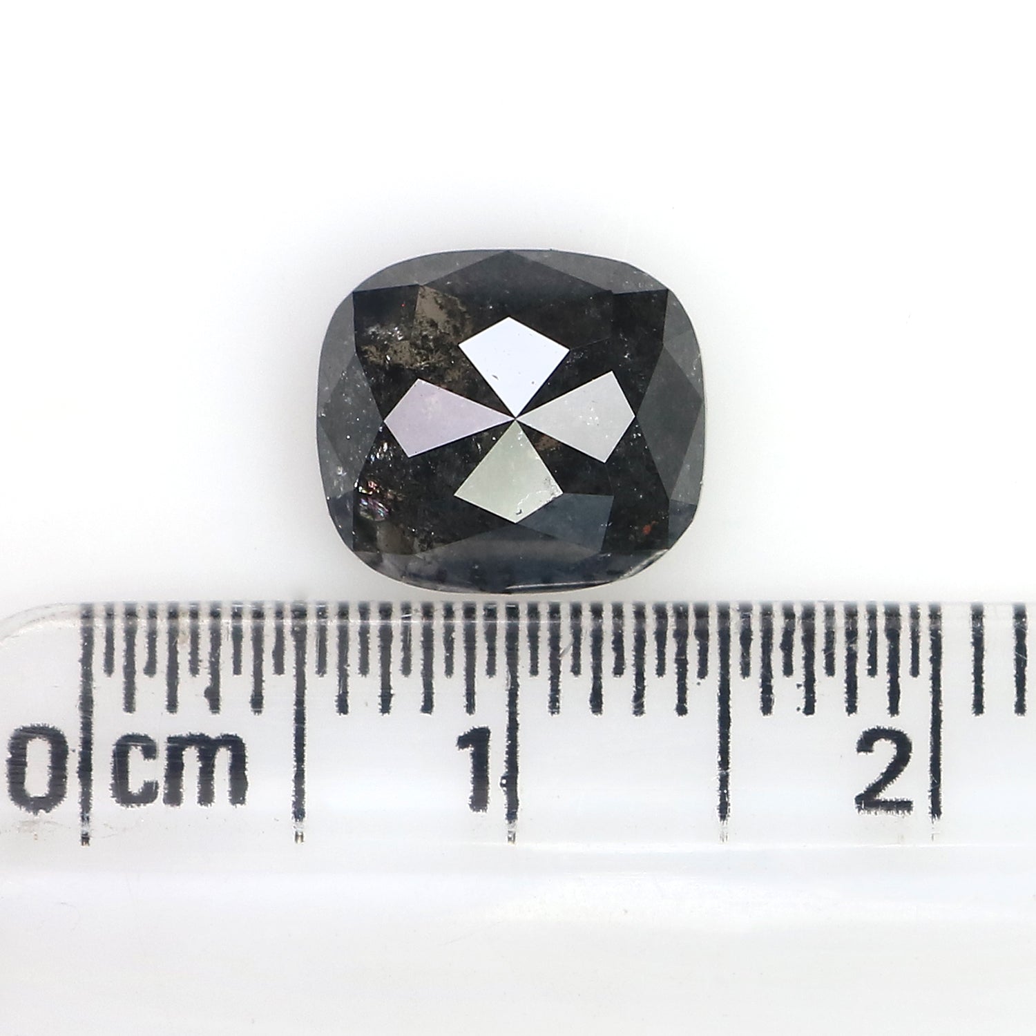 3.10 CT Natural Loose Cushion Shape Diamond Salt And Pepper Cushion Diamond 9.20 MM Natural Black Grey Color Cushion Rose Cut Diamond LC18