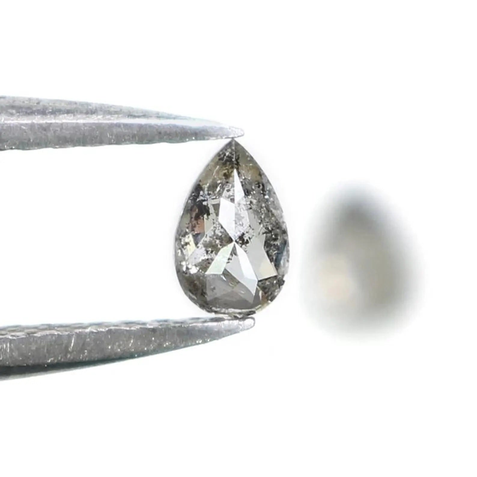 0.34 CT Natural Loose Pear Cut Pair Diamond Salt And Pepper Pear Shape Diamond 4.35 MM Natural Black Grey Color Pear Rose Cut Diamond NQ2356