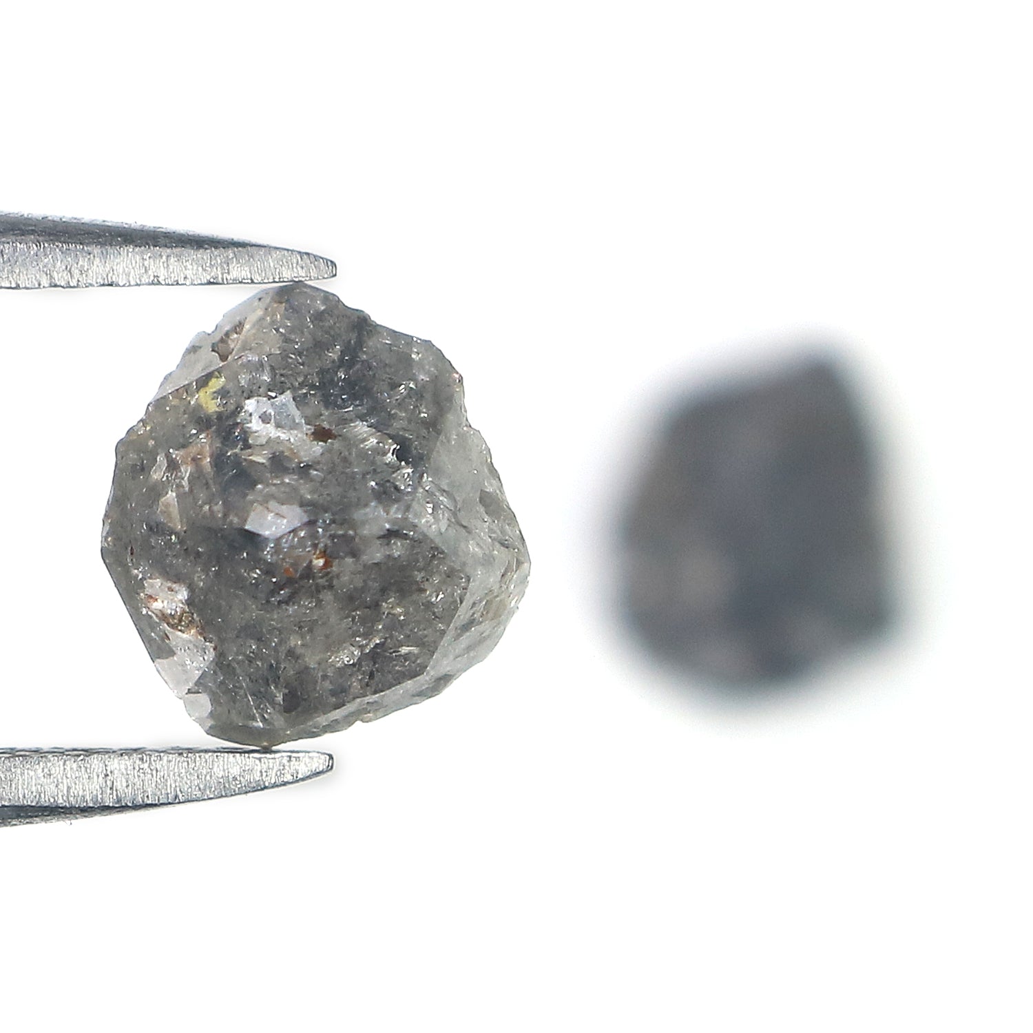 2.75 CT Natural Loose Rough Shape Diamond Salt And Pepper Rough Diamond 6.25 MM Natural Black Grey Color Rough Irregular Cut Diamond KQ2467
