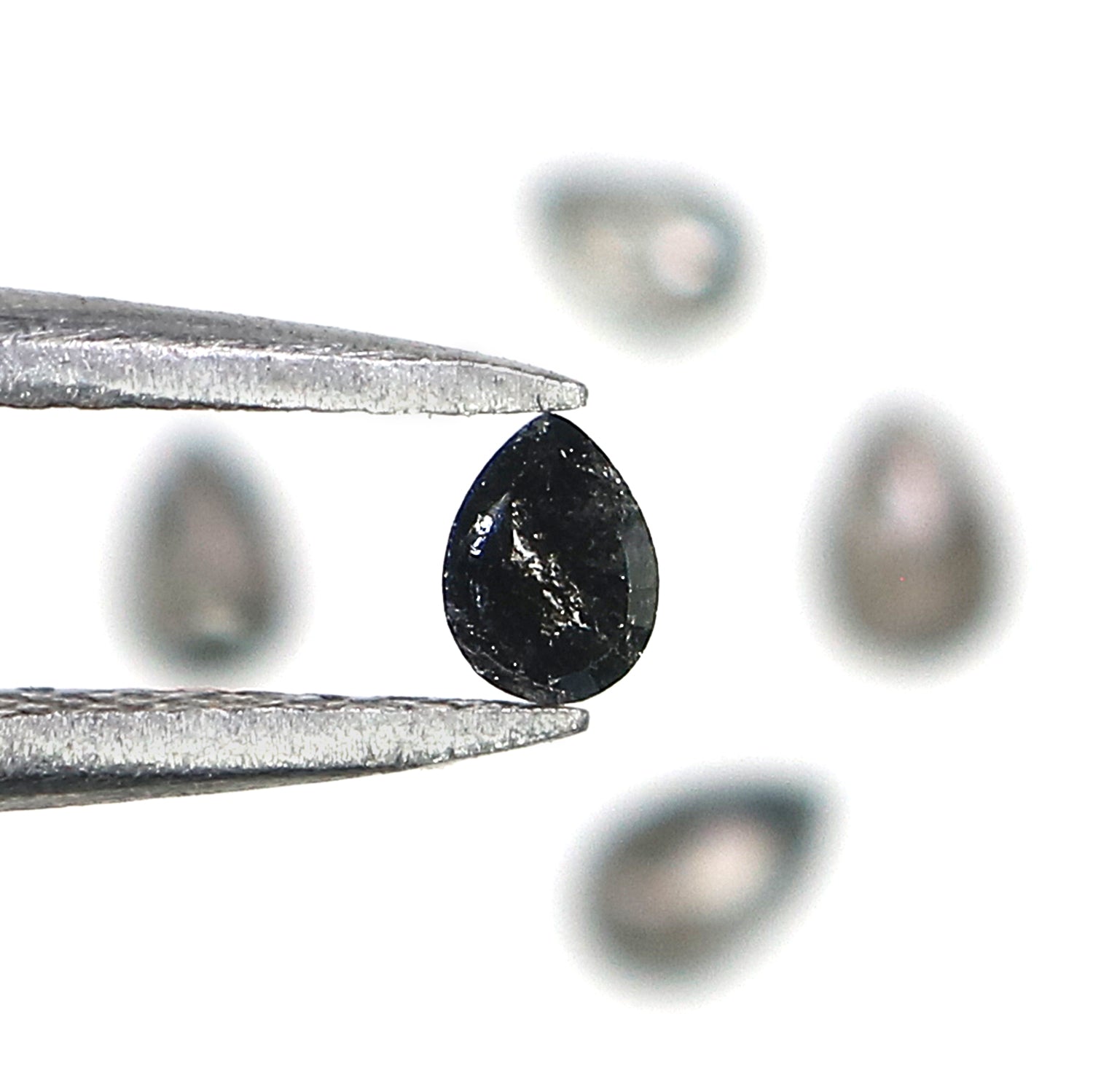0.56 CT Natural Loose Pear Shape Diamond Salt And Pepper Pear Diamond 4.20 MM Natural Loose Black Grey Color Pear Rose Cut Diamond KQ2665