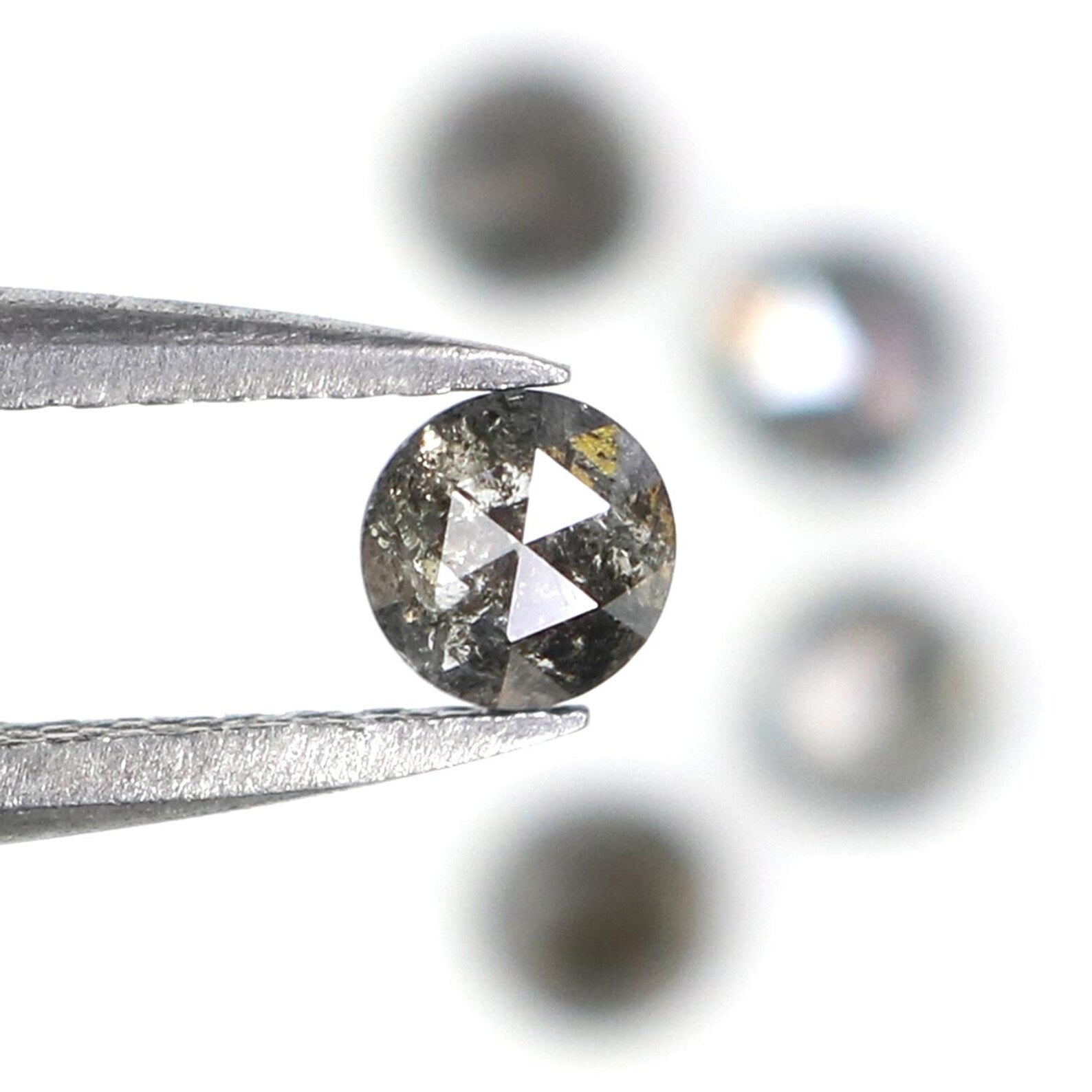1.14 Ct Natural Loose Round Rose Cut Diamond Salt And Pepper Round Diamond 3.30 MM Natural Black Grey Color Round Rose Cut Diamond NQ2314