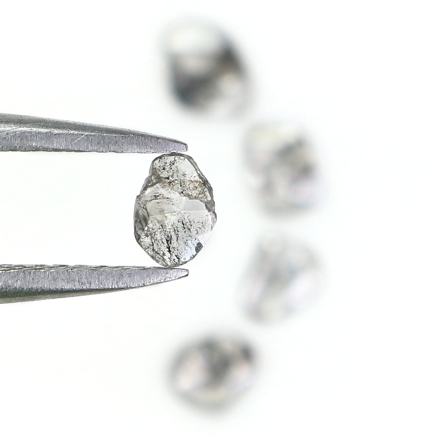 0.49 CT Natural Loose Slice Shape Diamond Salt And Pepper Slice Cut Diamond 4.80 MM Natural Black Grey Diamond Irregular Cut Diamond N2615