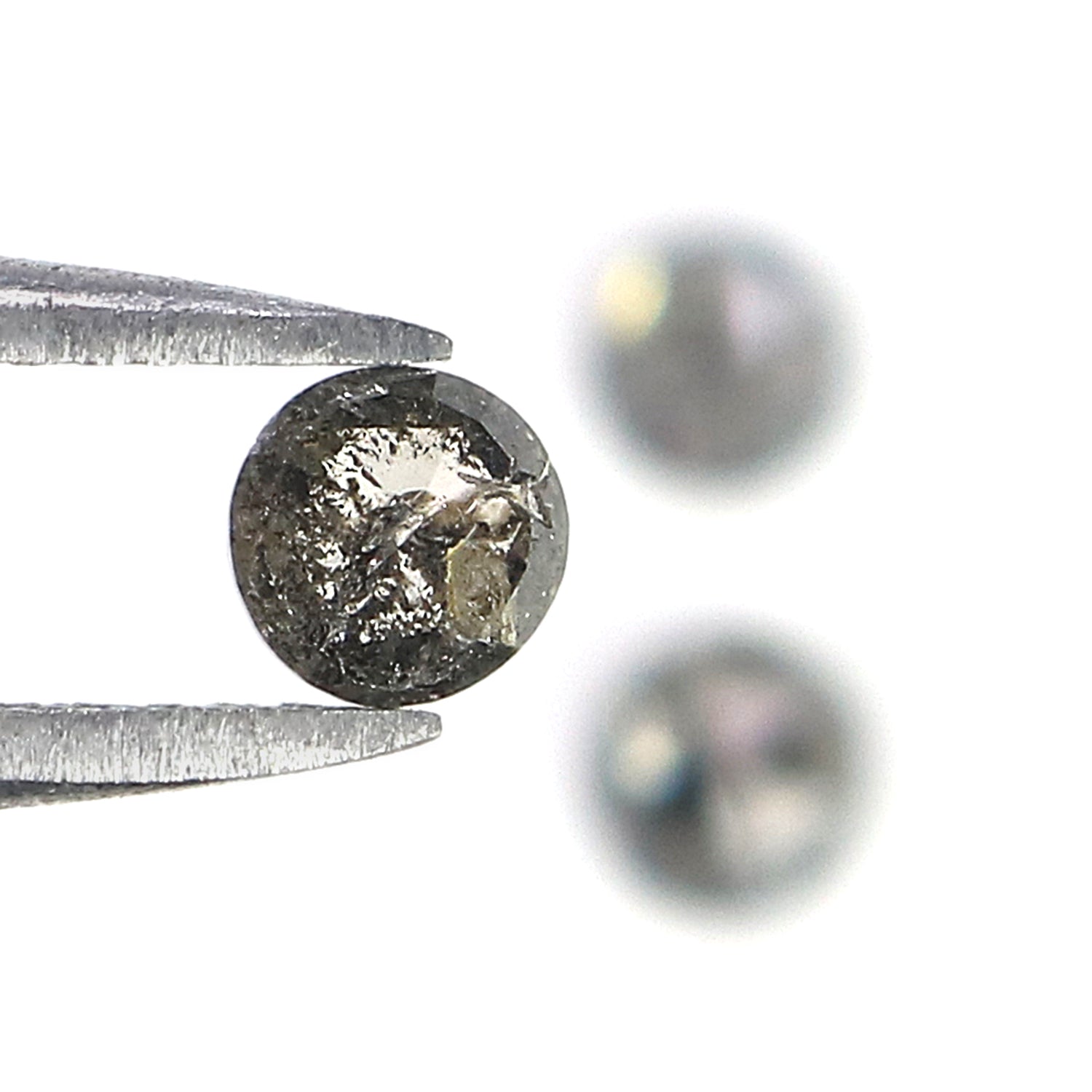 0.73 Ct Natural Loose Round Rose Cut Diamond Salt And Pepper Round Diamond 3.50 MM Natural Black Grey Color Round Rose Cut Diamond KQ2033