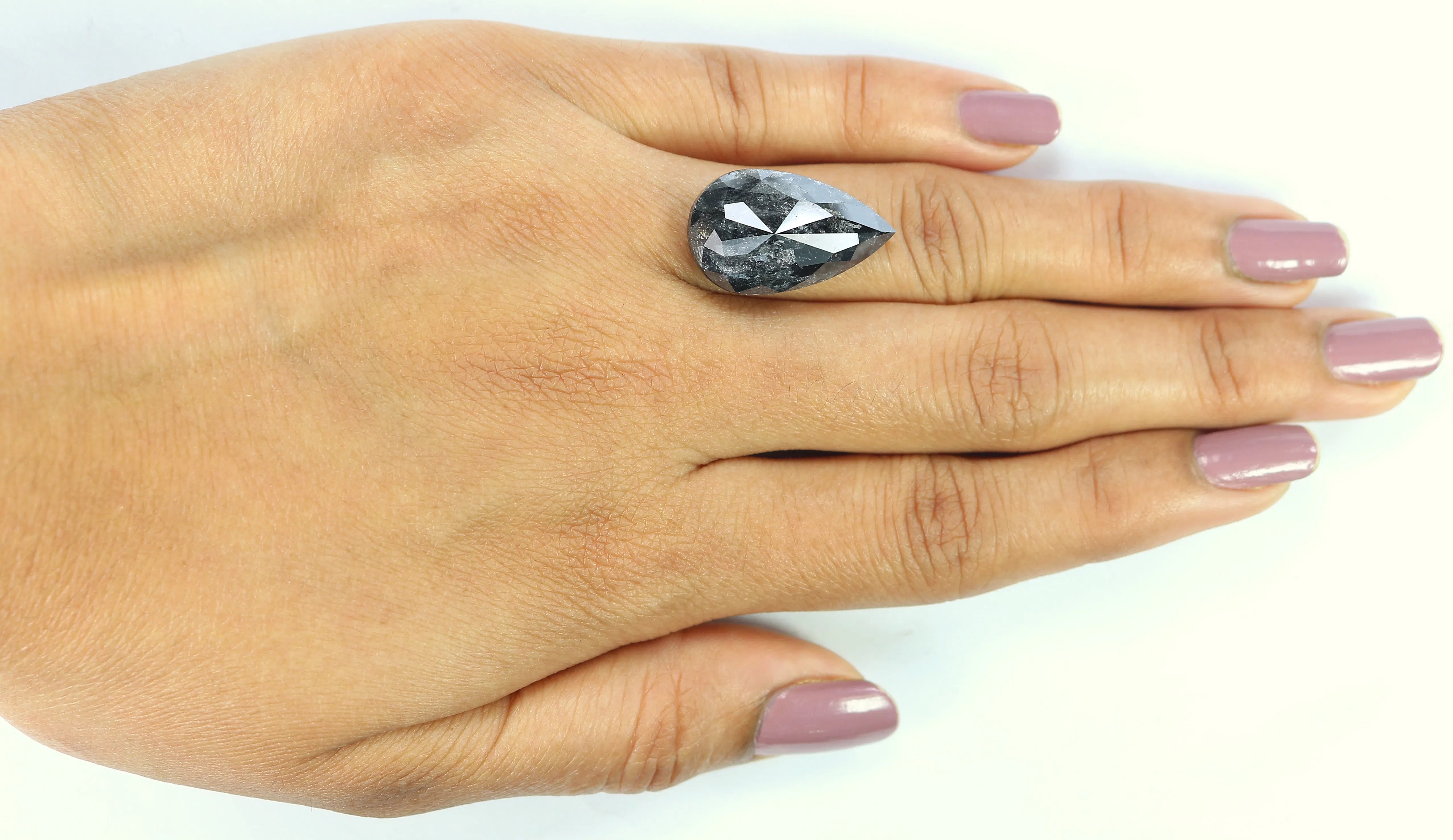 14.08 CT Natural Loose Pear Shape Diamond Salt And Pepper Pear Rose Cut Diamond 21.20 MM Black Grey Color Pear Rose Cut Diamond QL3018