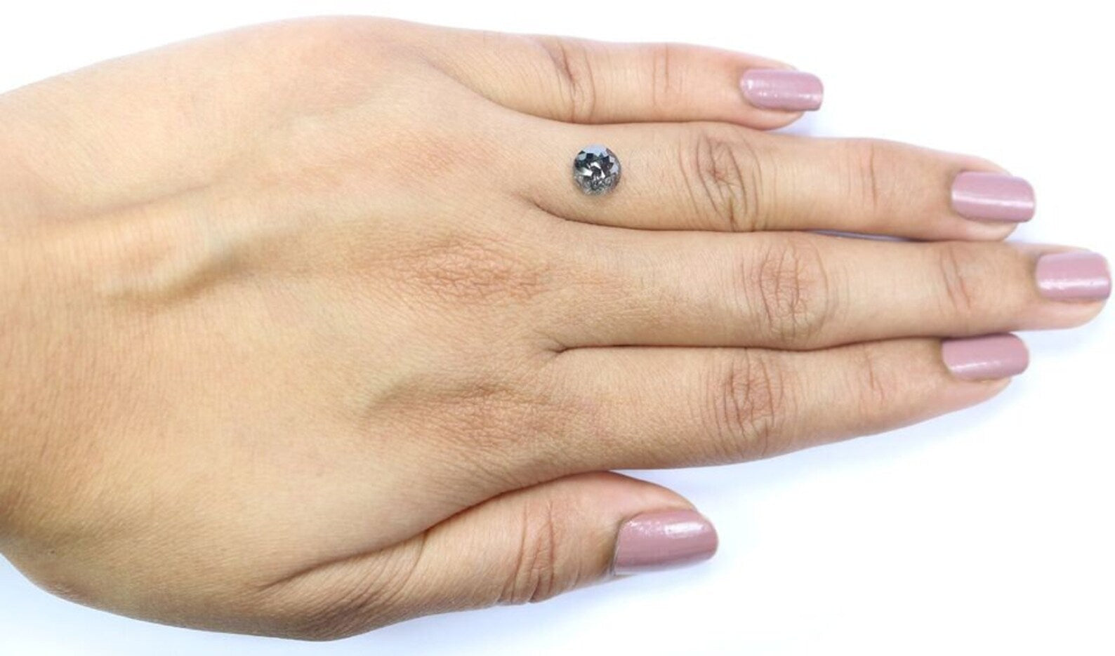 1.16 CT Natural Loose Round Rose Cut Diamond Salt And Pepper Round Shape Diamond 6.40 MM Natural Black Grey Color Rose Cut Diamond QN9777