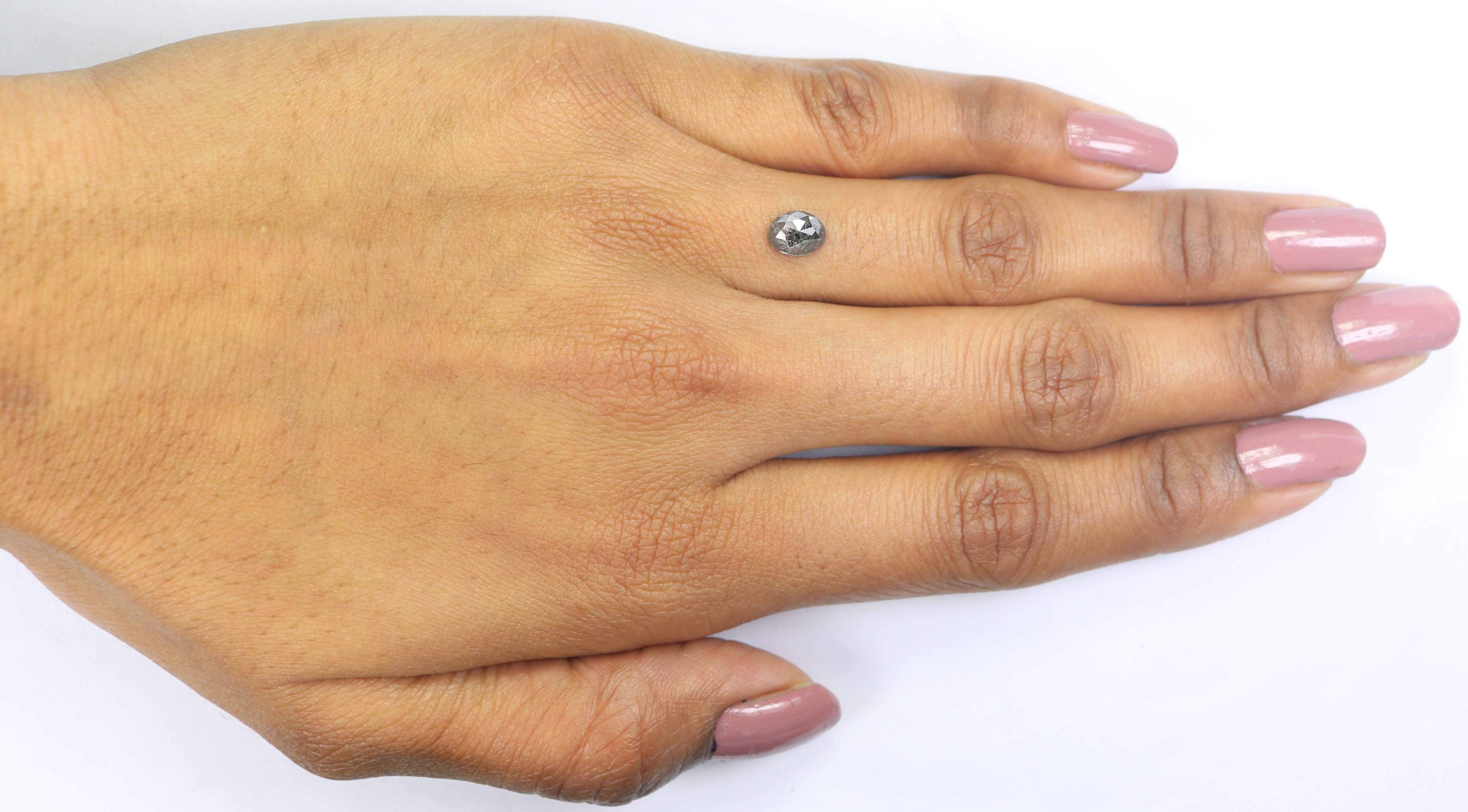 0.86 CT Natural Loose Oval Shape Diamond Salt And Pepper Oval Cut Diamond 6.60 MM Natural Black Grey Color Oval Rose Cut Diamond LQ3317