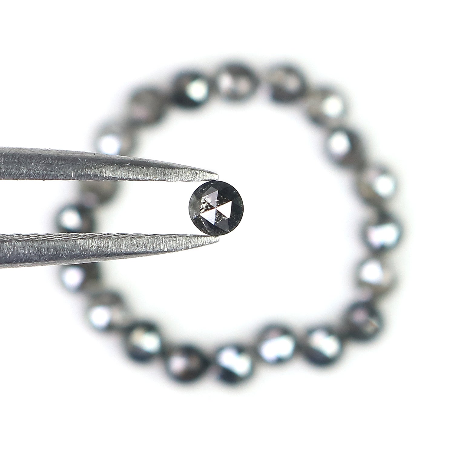 1.73 Ct Natural Loose Round Rose Cut Diamond Salt And Pepper Round Diamond 2.60 MM Natural Black Grey Color Round Rose Cut Diamond LQ1819
