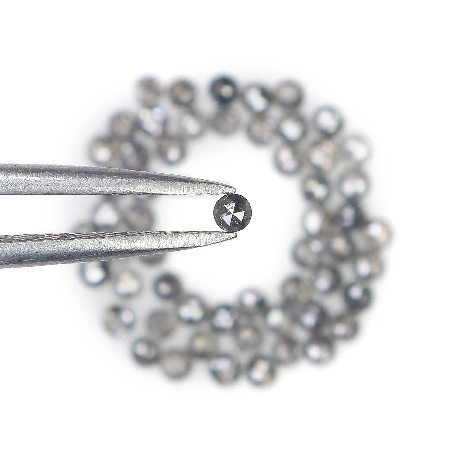 2.00 Ct Natural Loose Round Cut Diamond Salt And Pepper Diamond 1.90 MM Natural Loose Diamond Black Grey Color Round Rose Cut Diamond LQ3034