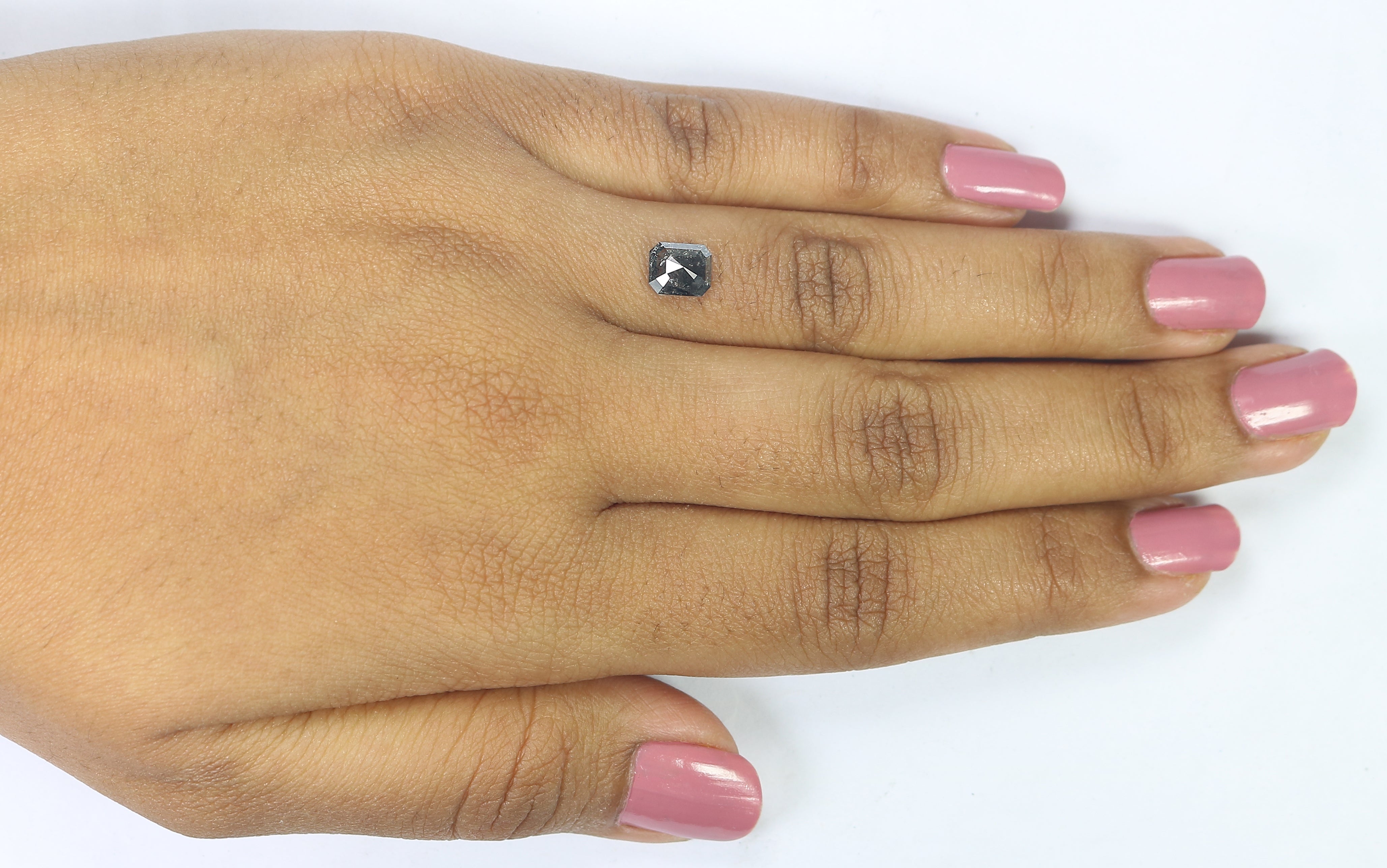 1.10 CT Natural Loose Emerald Shape Diamond Salt And Pepper Emerald Shape Diamond 6.50 MM Black Grey Color Emerald Rose Cut Diamond QL974