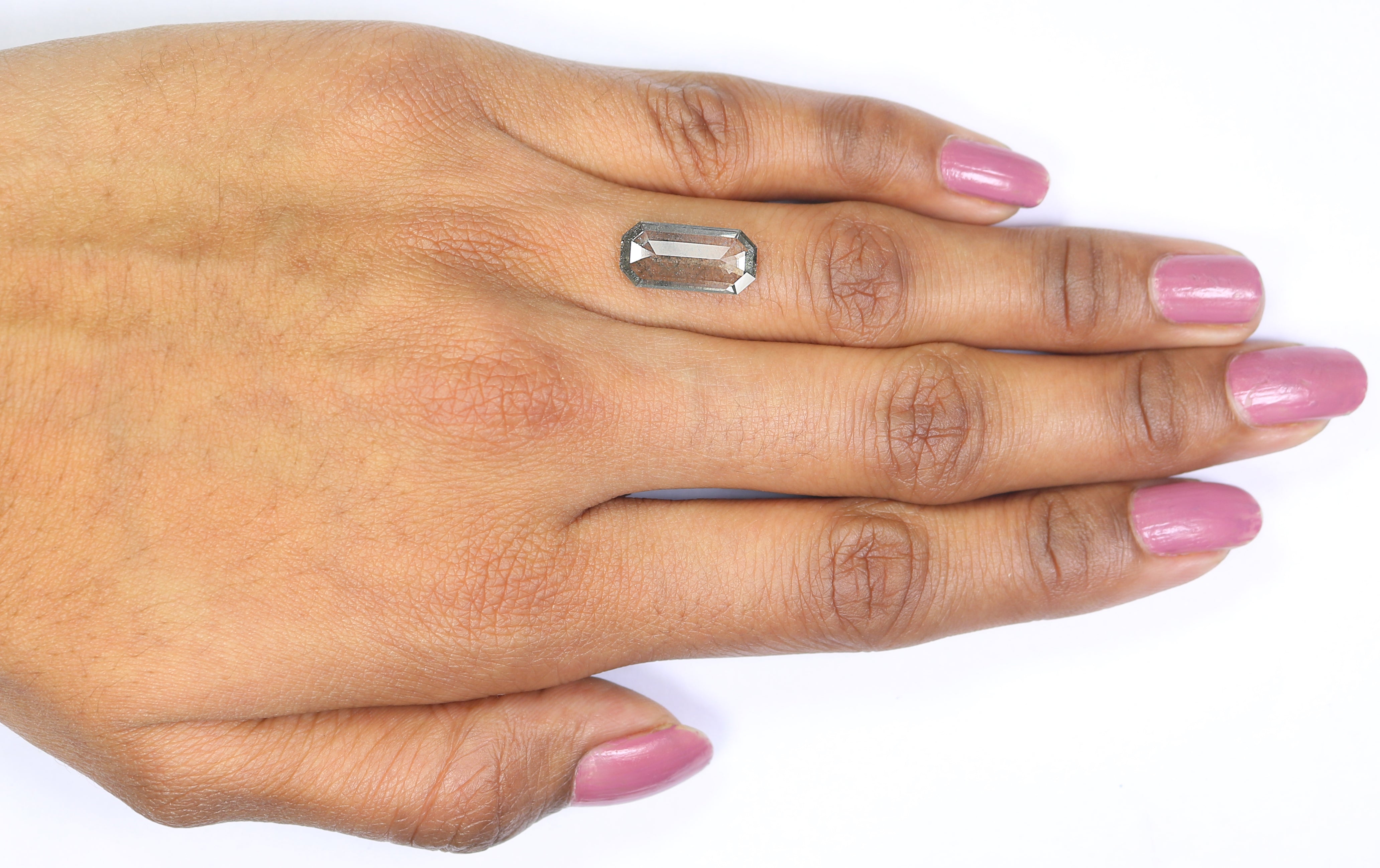 2.65 CT Emerald Rose Cut Salt And Pepper Lab Grown 14.45 MM Loose Diamond CVD Fancy Black Grey Color Lab Created Antique Cut Diamonds L3529