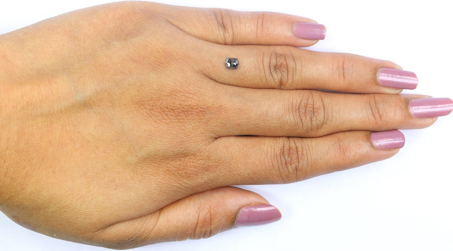 0.31 CT Natural Loose Hexagon Shape Diamond Salt And Pepper Hexagon Diamond 4.60 MM Black Gray Color Hexagon Shape Rose Cut Diamond NQ2176
